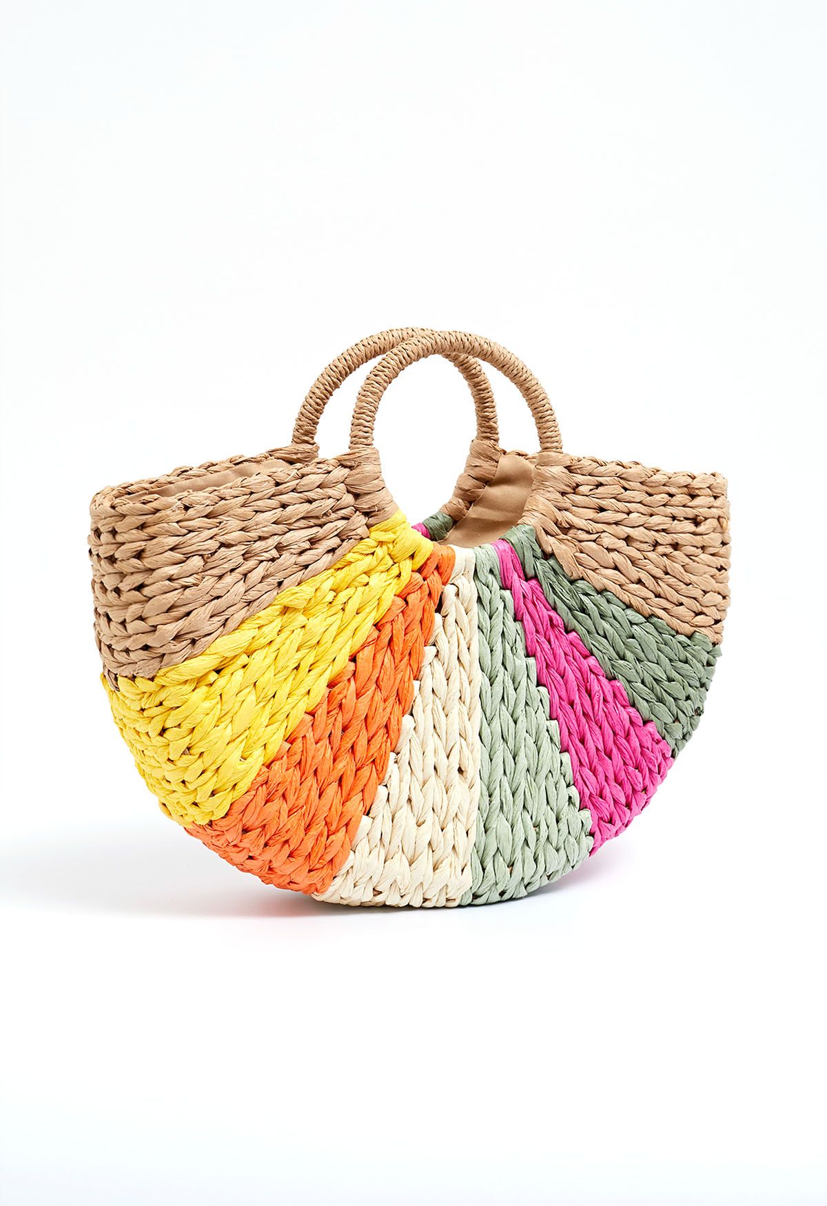 Rainbow Semi-Circle Woven Handbag