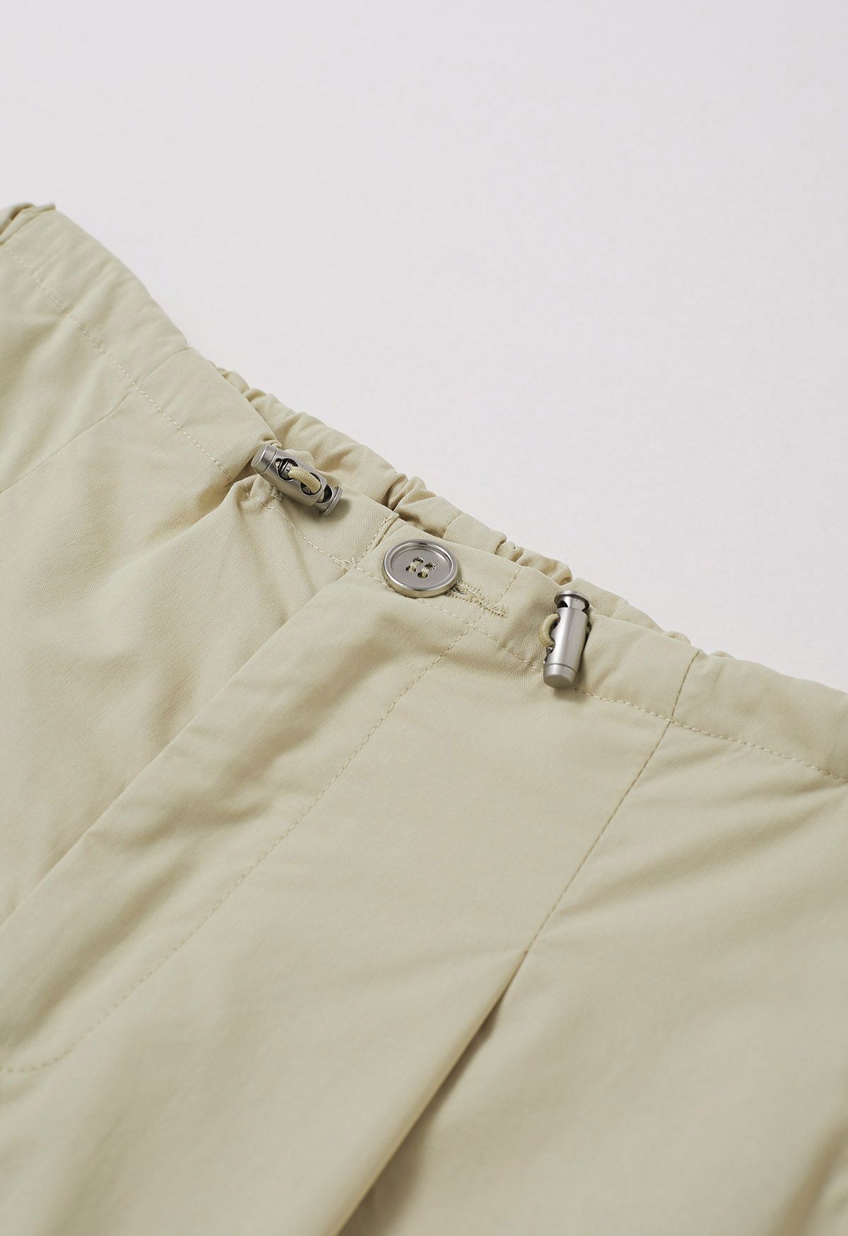 Relaxed Fit Drawstring Waist Wide-Leg Pants in Khaki