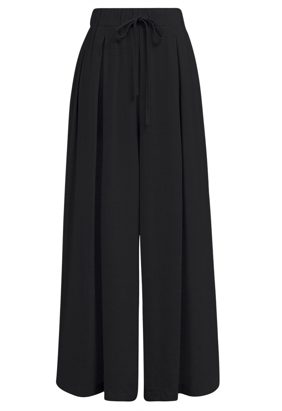 Casual Season Pleated Linen-Blend Pants in Black