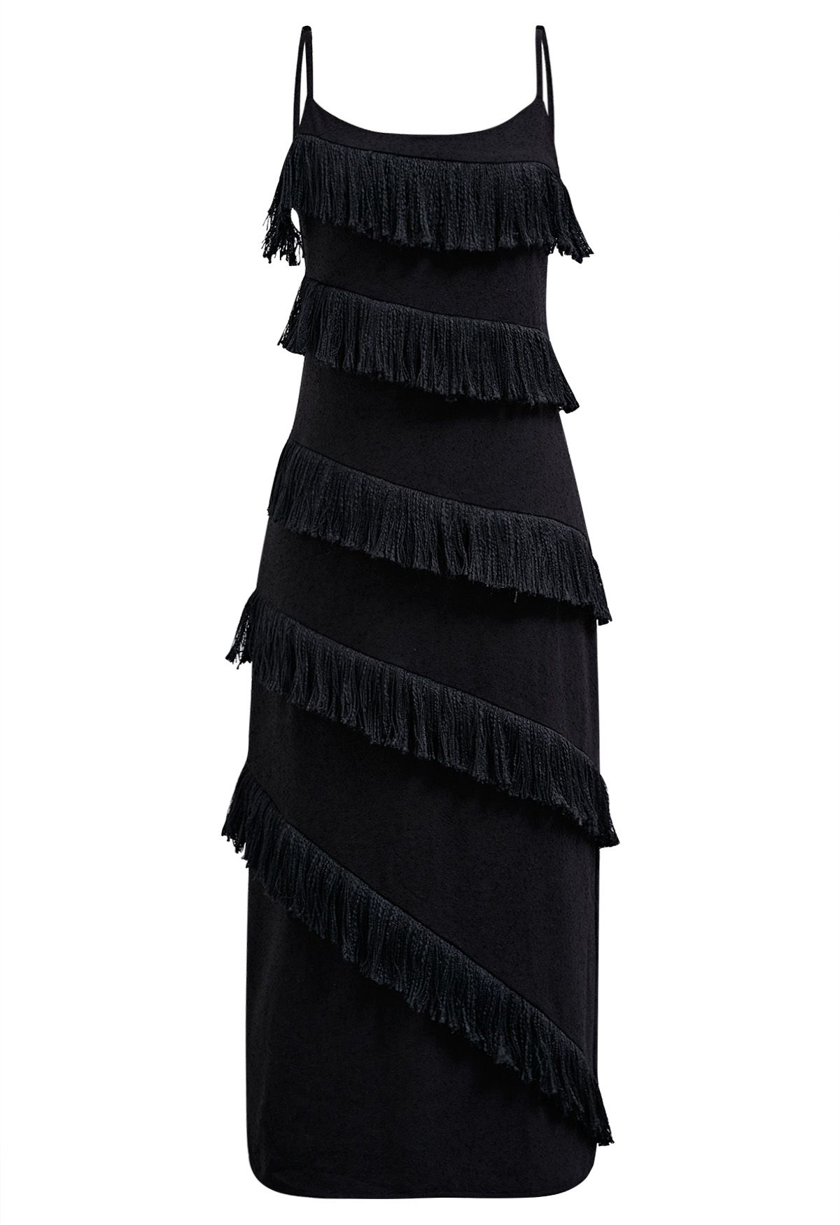 Playful Fringe Textured Cami Dress in Black - Retro, Indie and Unique ...