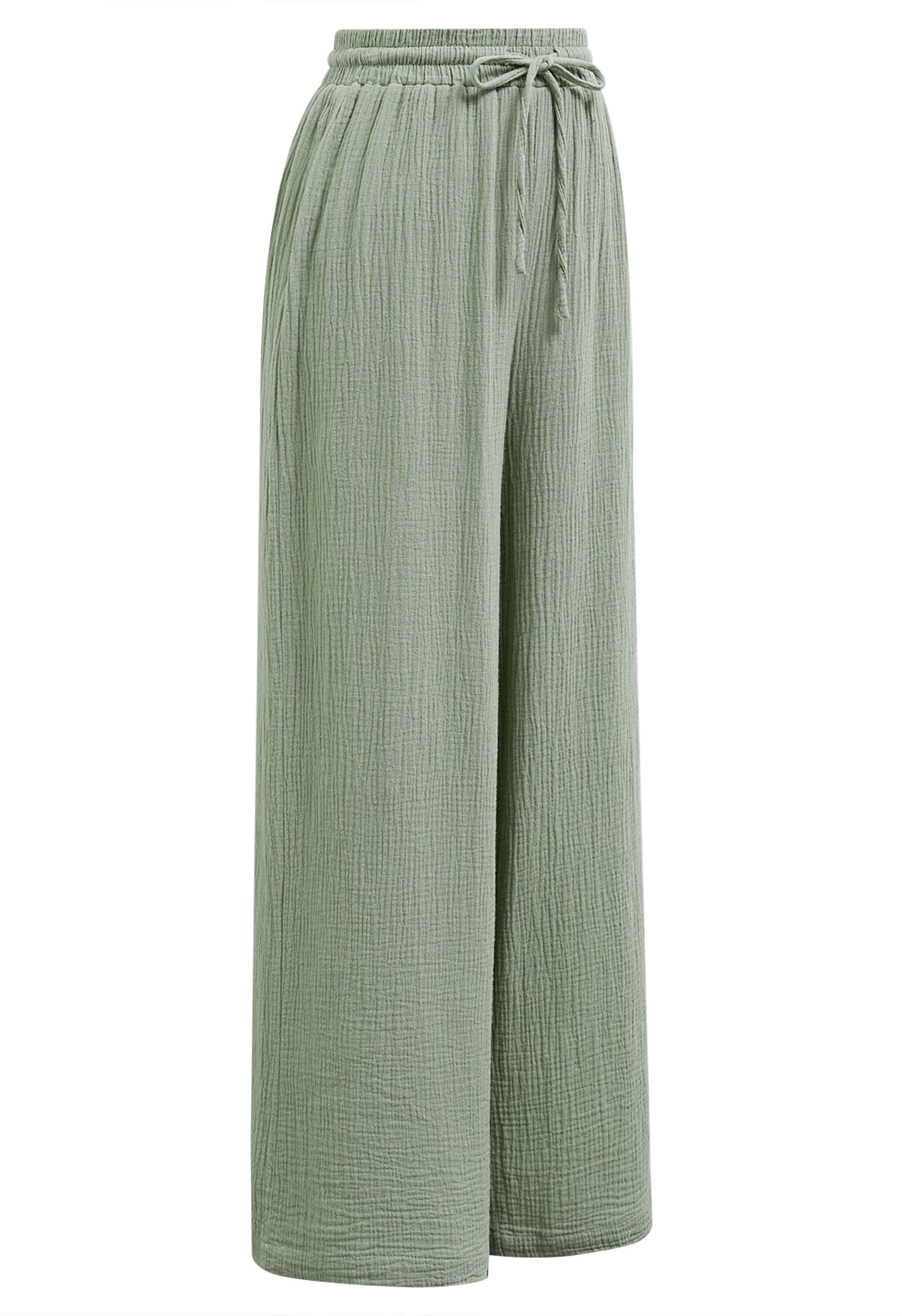 Lightweight Cotton Drawstring Pants in Pea Green