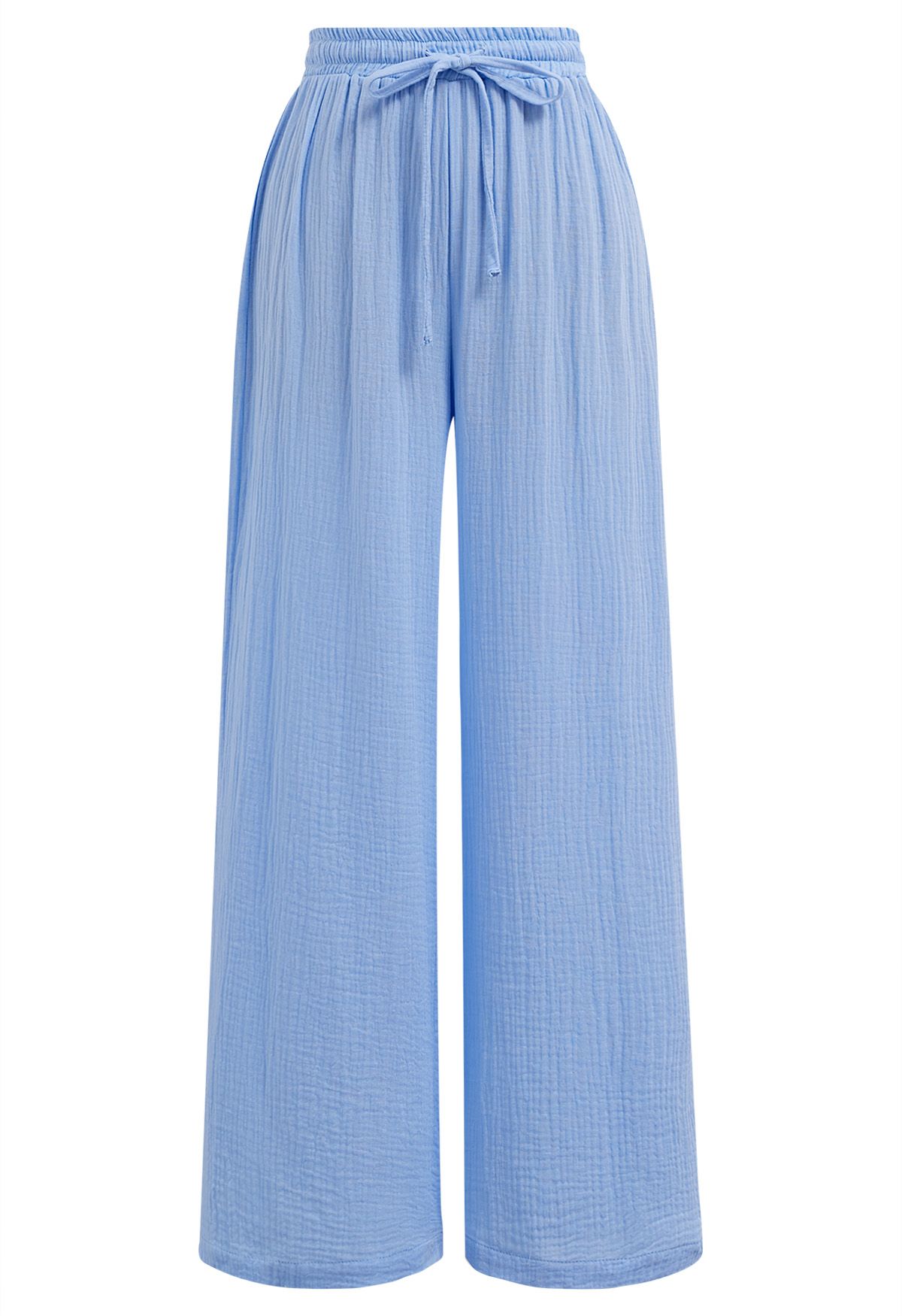 Lightweight Cotton Drawstring Pants in Blue