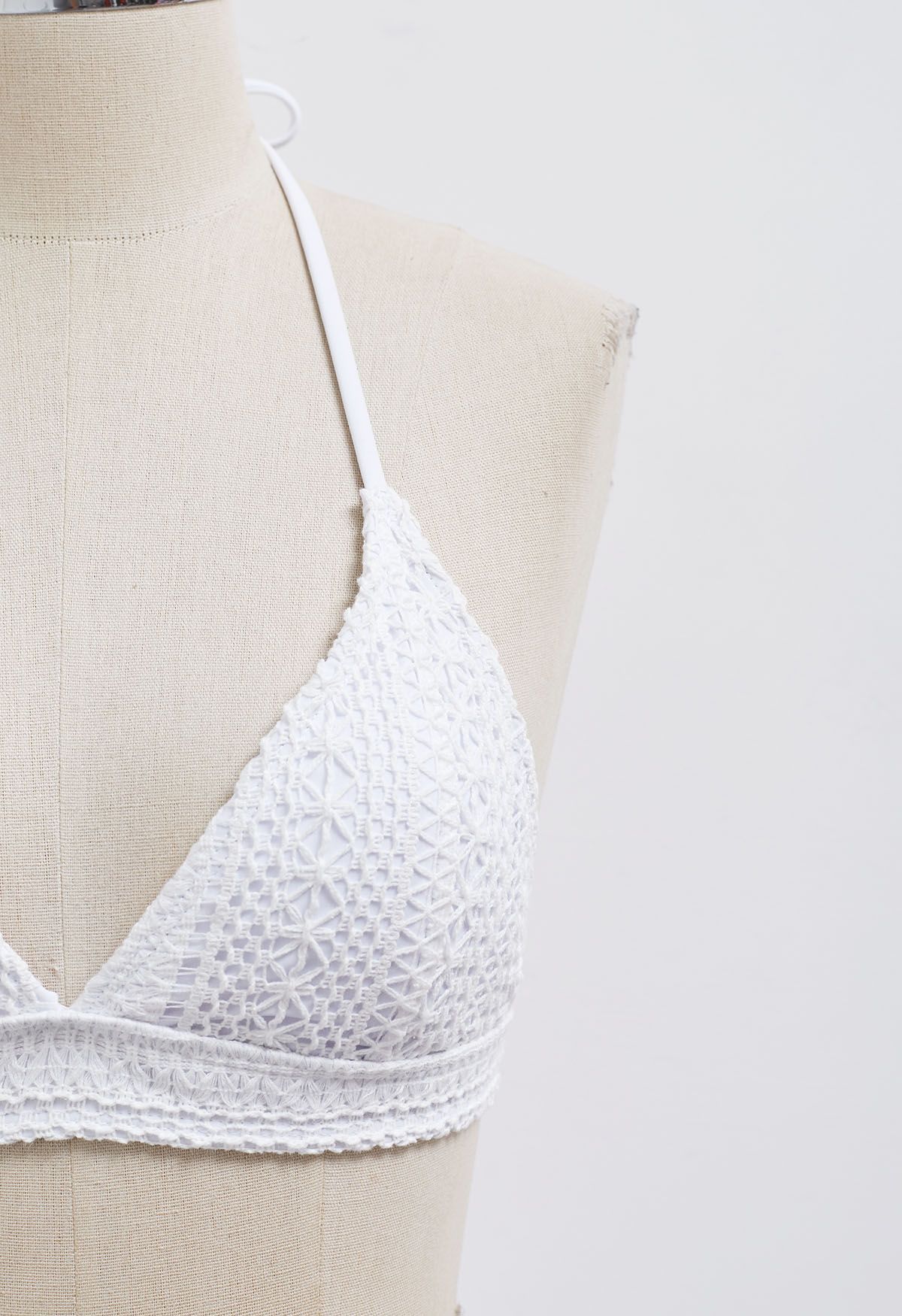Basic Crochet Trim Tie-Neck Bikini Cover-Up Set