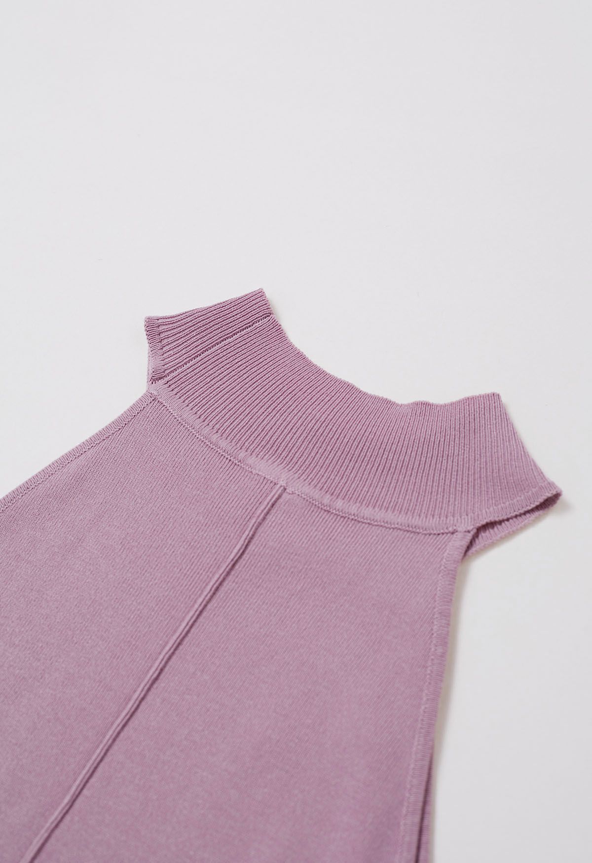 Seam Detailing Halter Bodycon Knit Dress in Pink