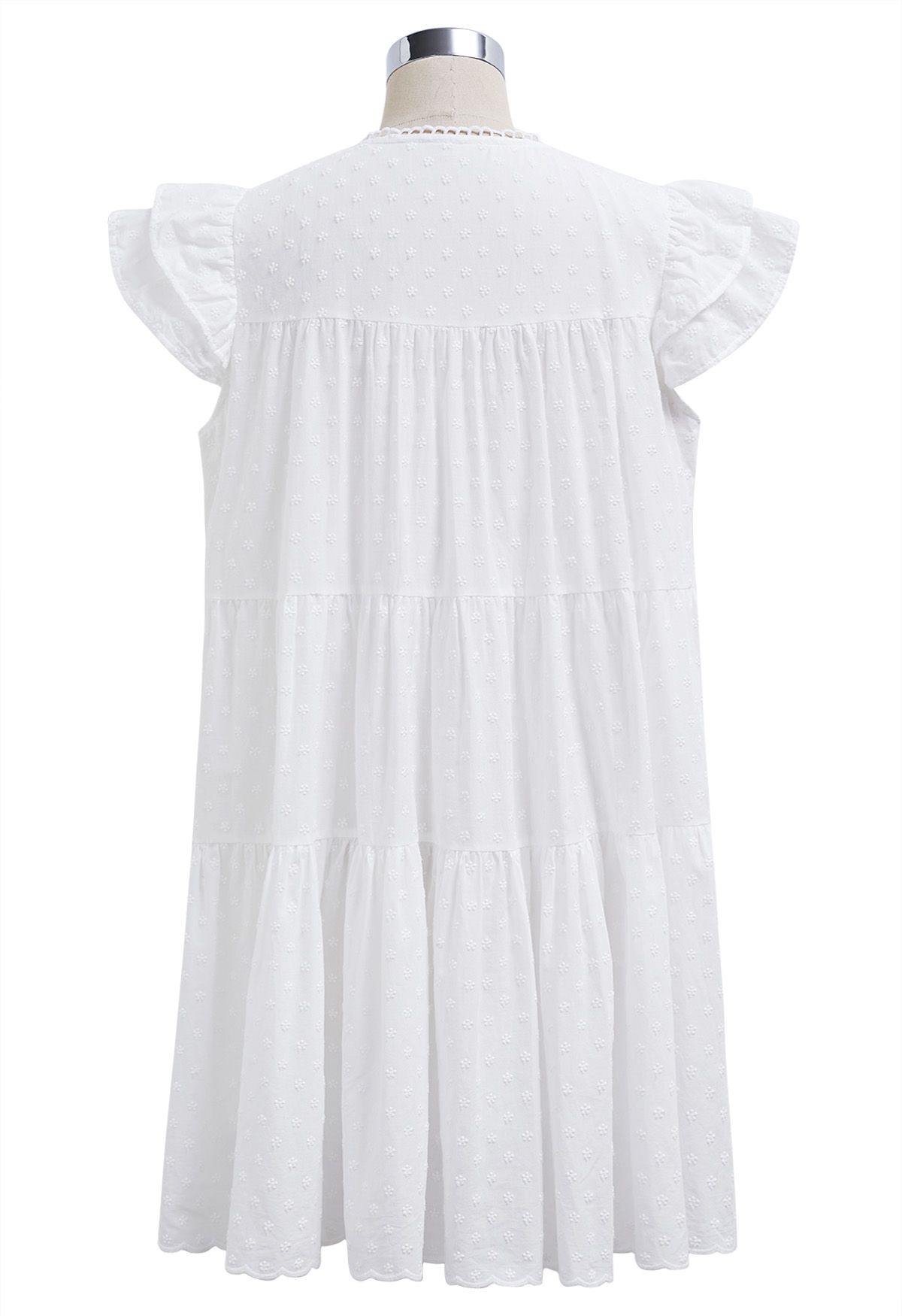 Lovely Floret Embroidered Dolly Mini Dress in White