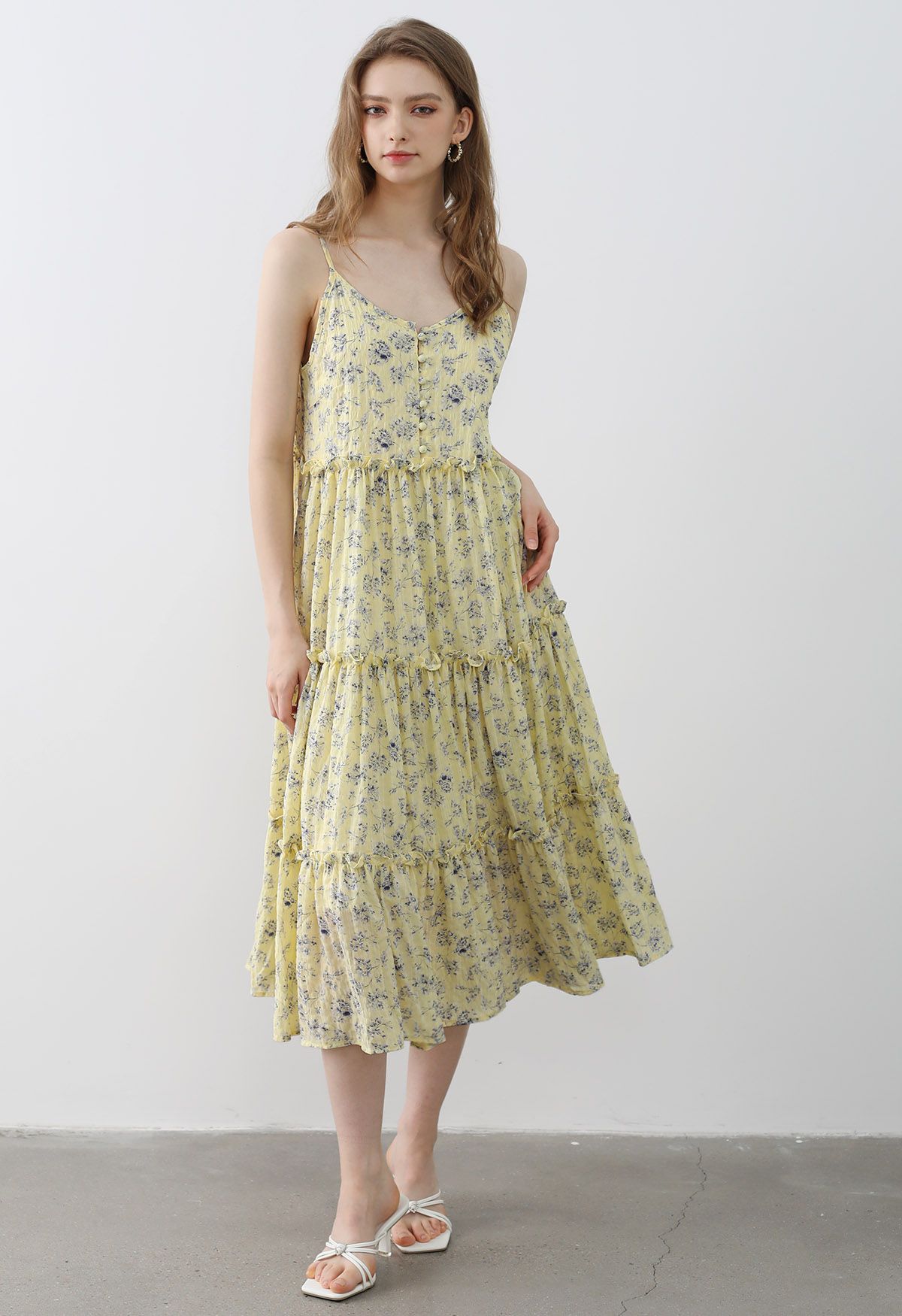 Pastel yellow midi dress on sale