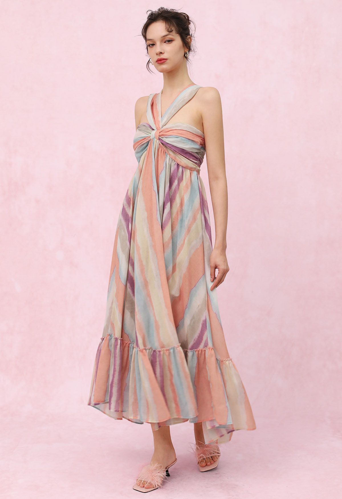 Rainbow stripe maxi dress hotsell