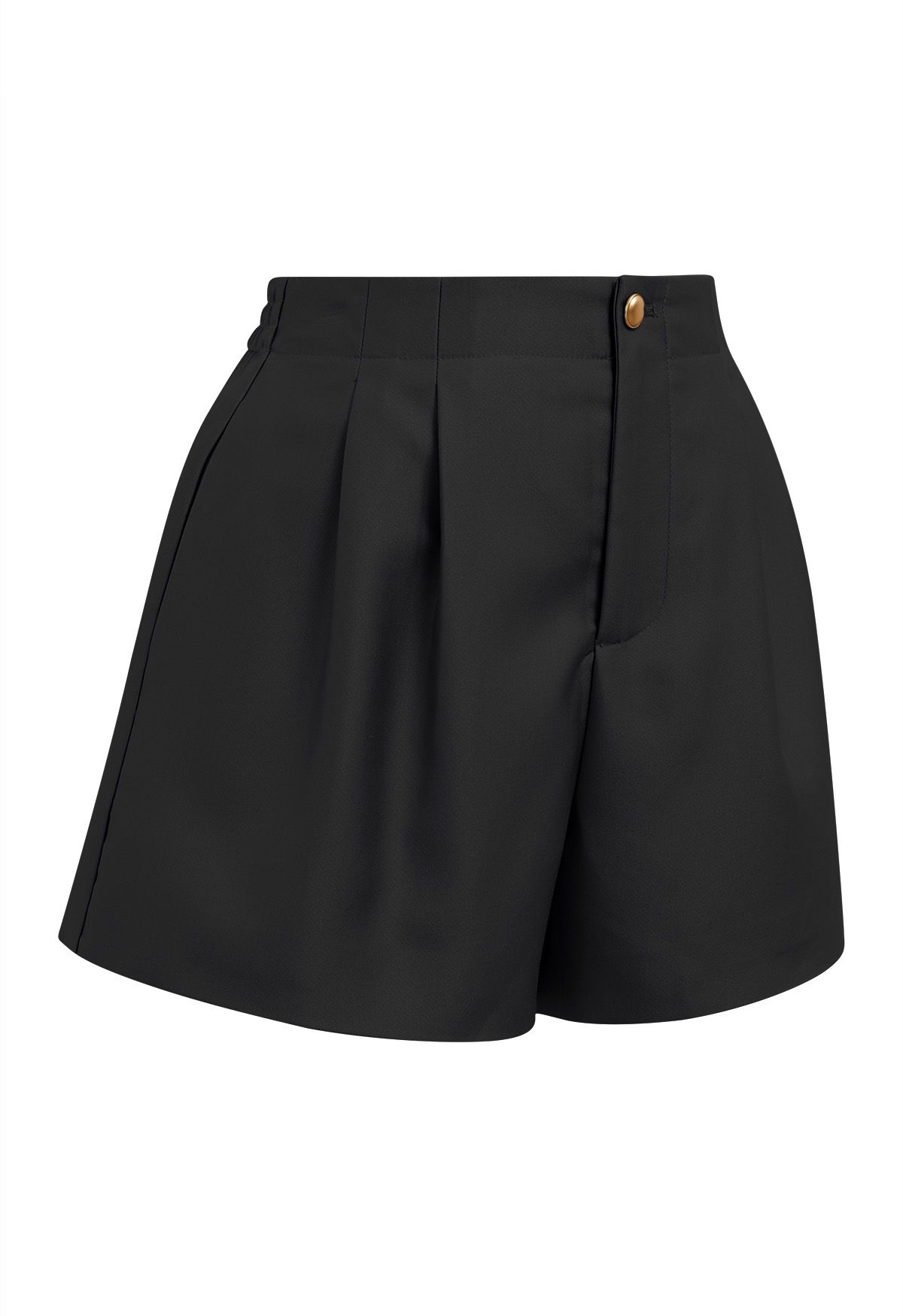 Golden Button Side Pocket Shorts in Black