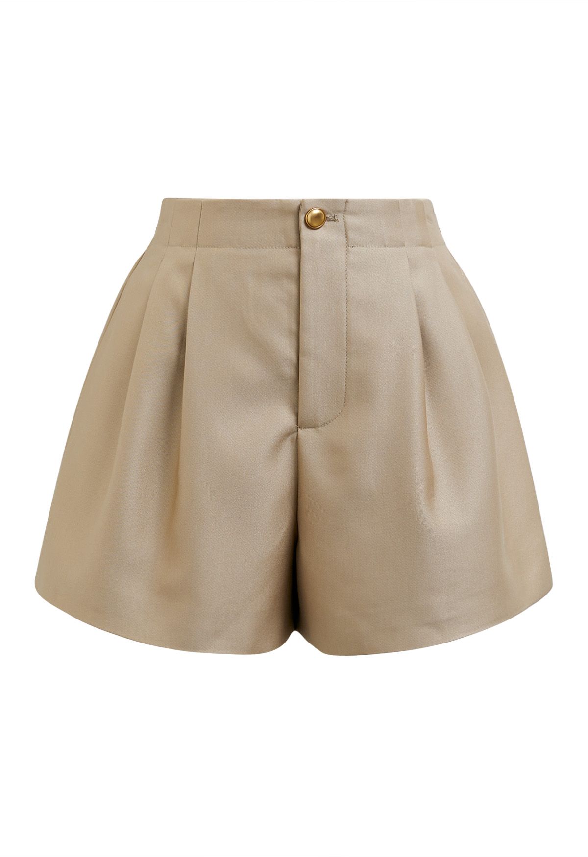 Golden Button Side Pocket Shorts in Gold