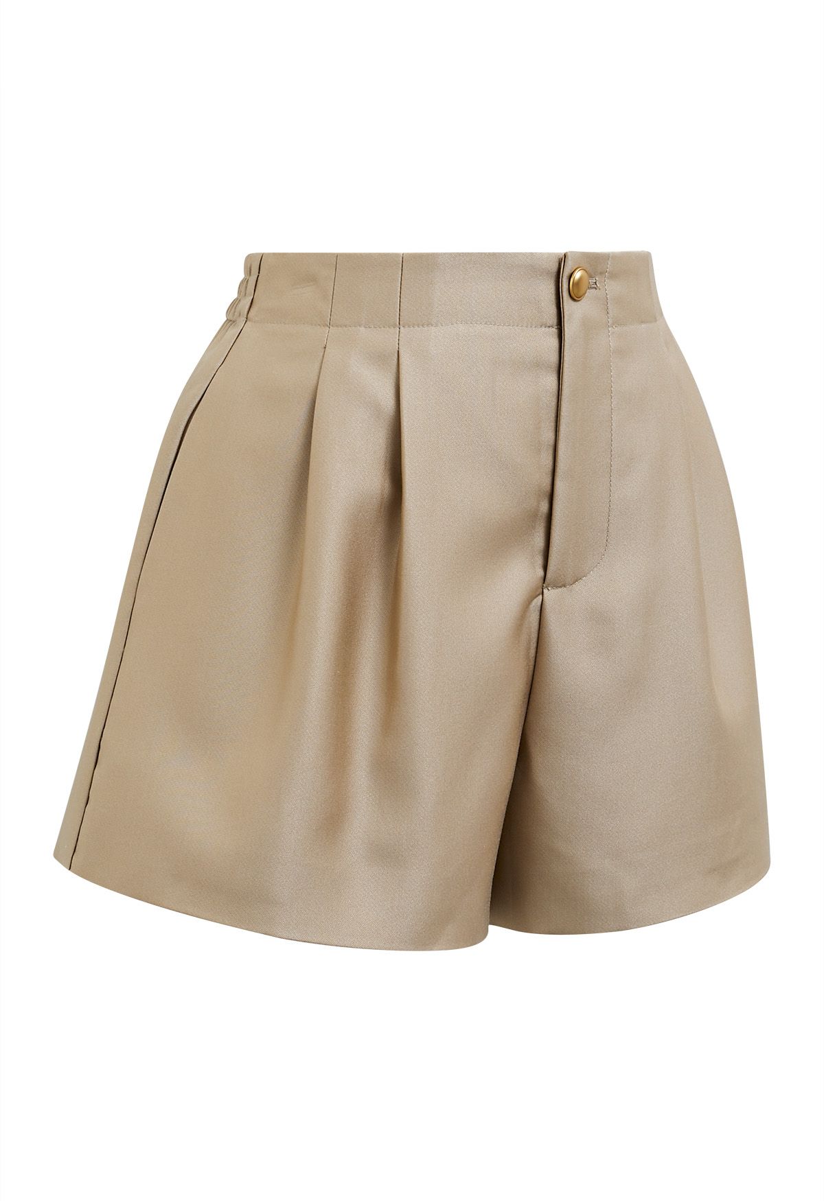 Golden Button Side Pocket Shorts in Gold