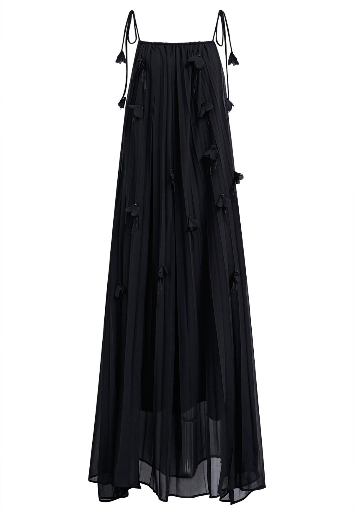 Black chiffon pleated dress best sale