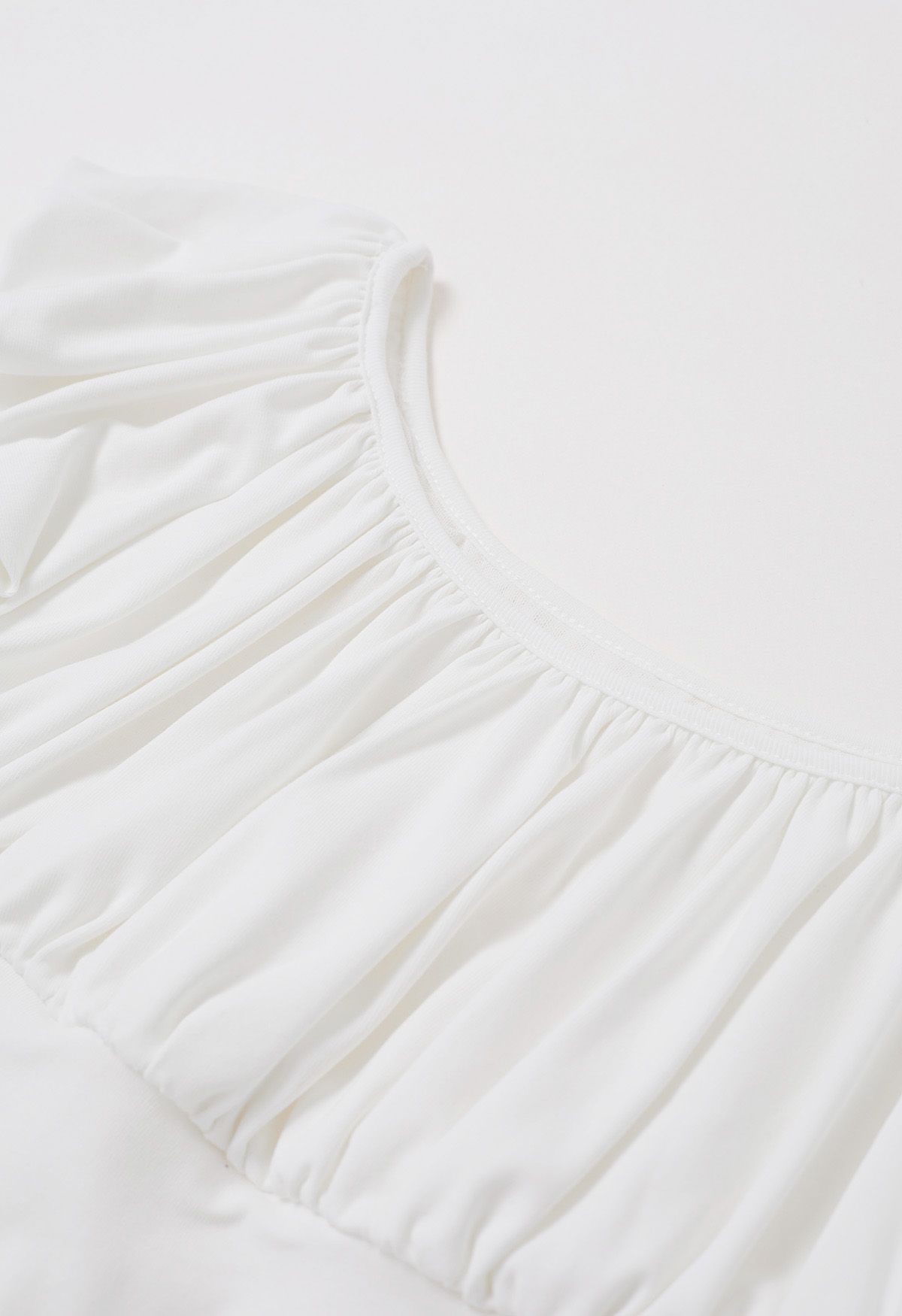 Ruched Detail Cotton Crop Top in White