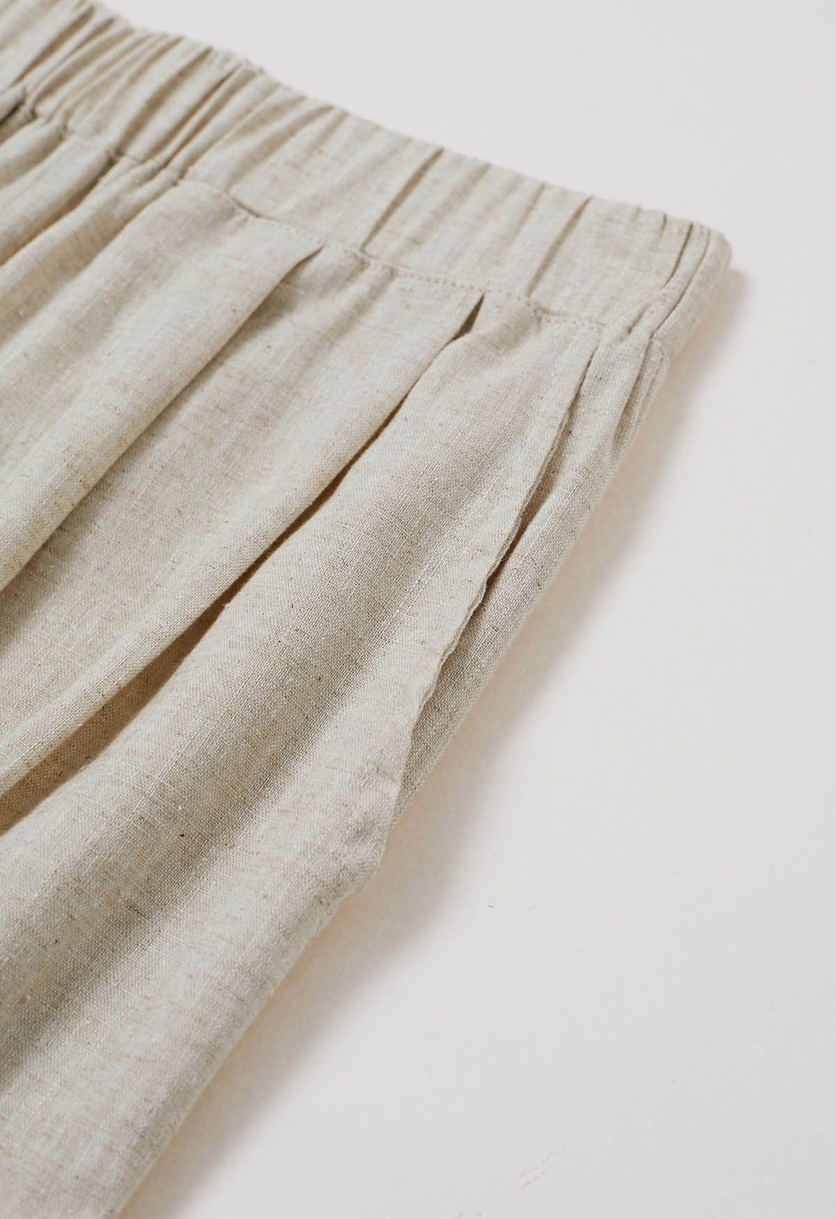 Side Pocket Wide-Leg Linen-Blend Pants in Linen