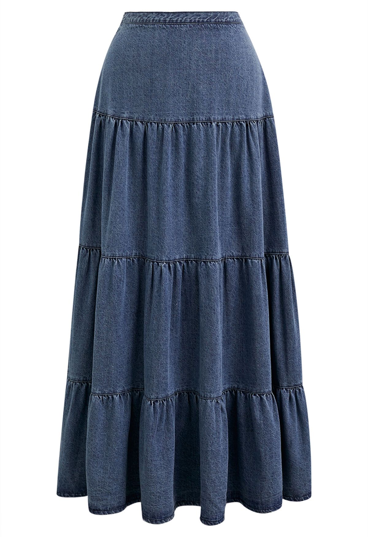 Casual Chic Blue Denim Maxi Skirt