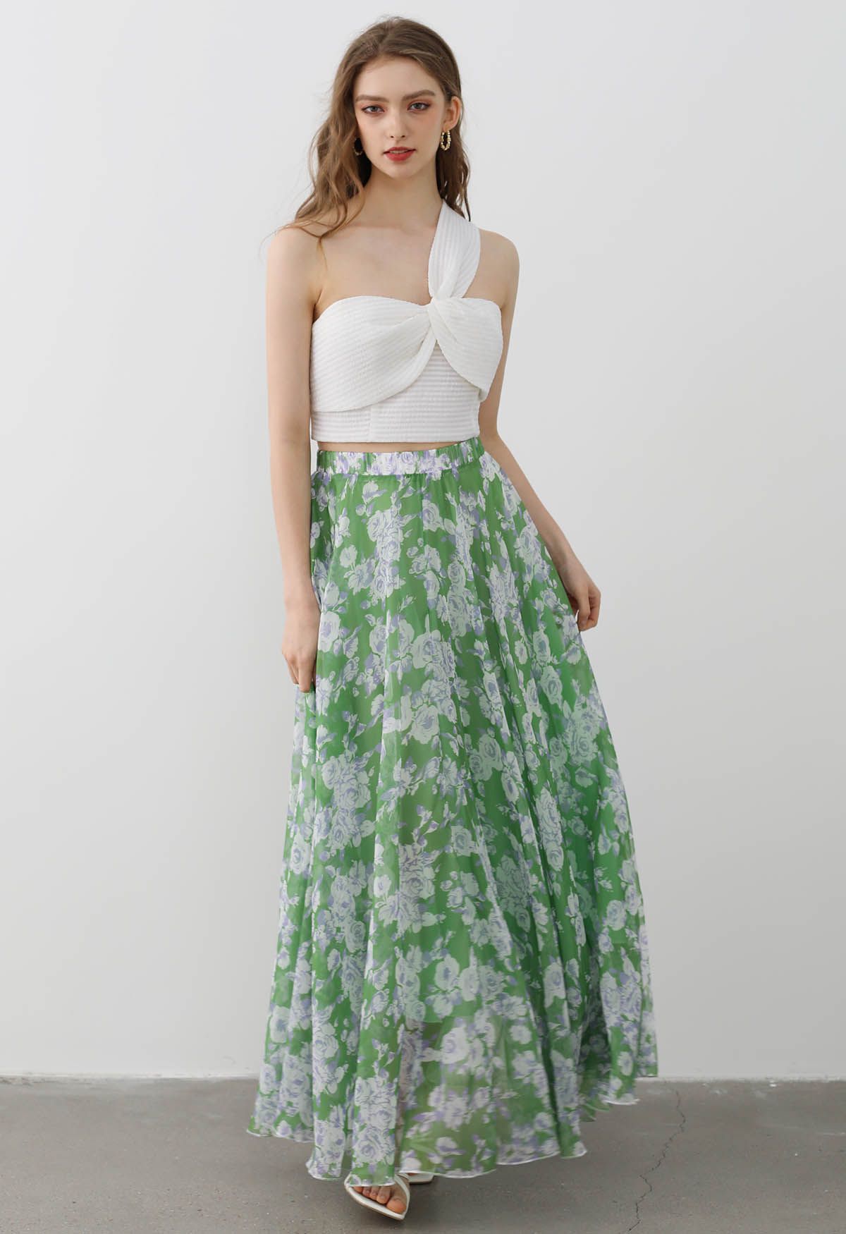 Breezy Blooms Chiffon Maxi Skirt