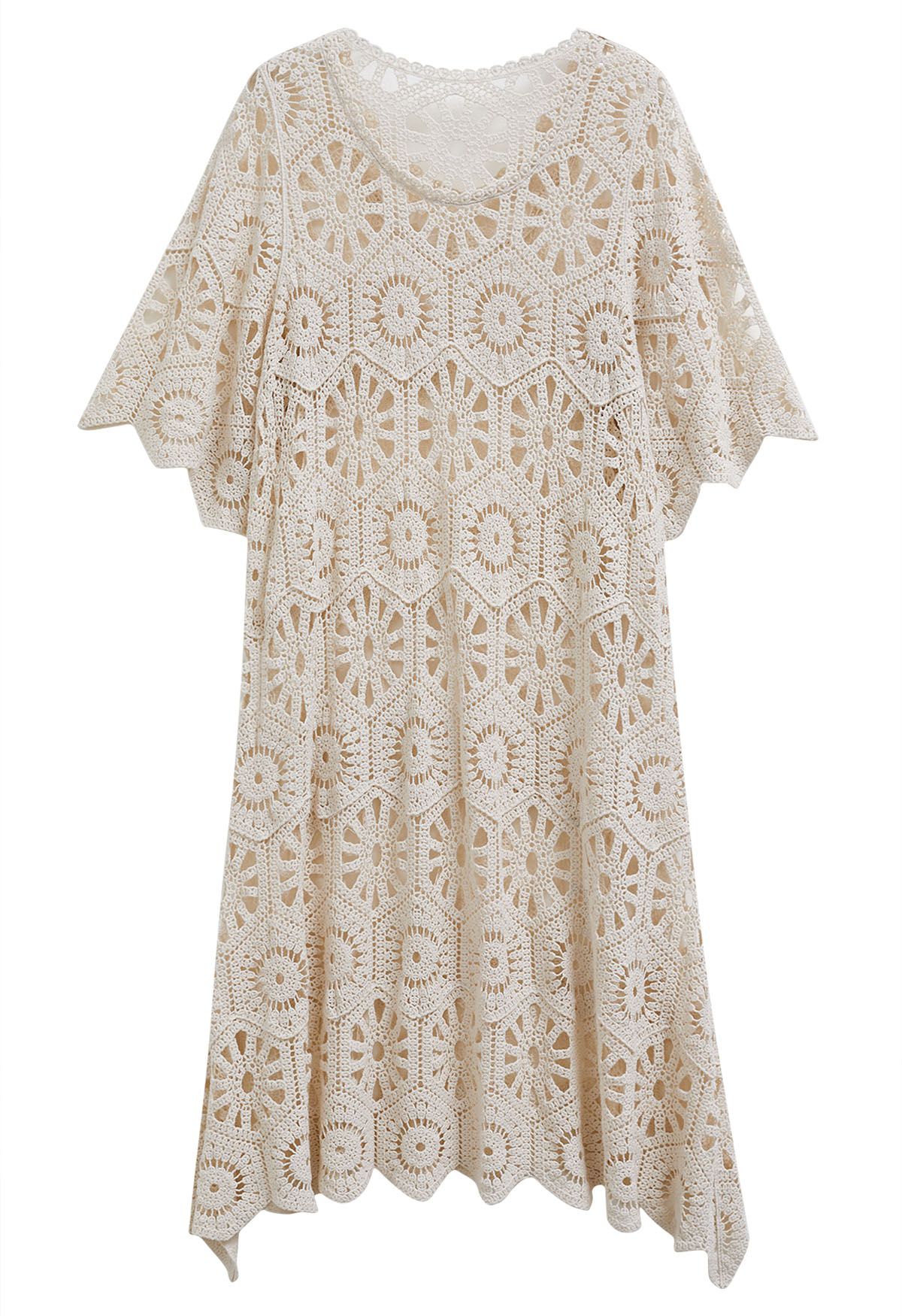 Floral Cutwork Crochet Beach Cover-Up