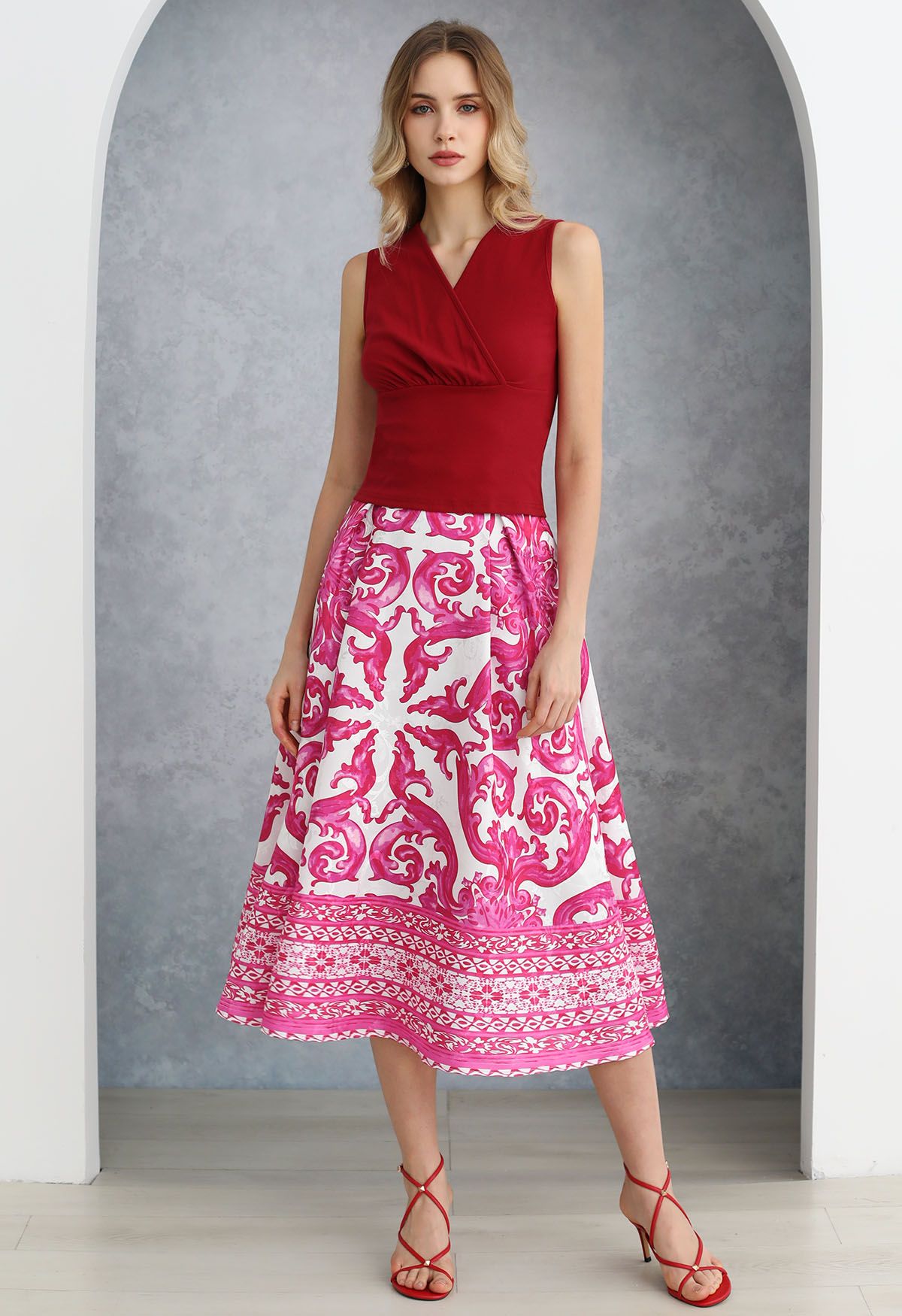 Chicwish pink midi skirt best sale