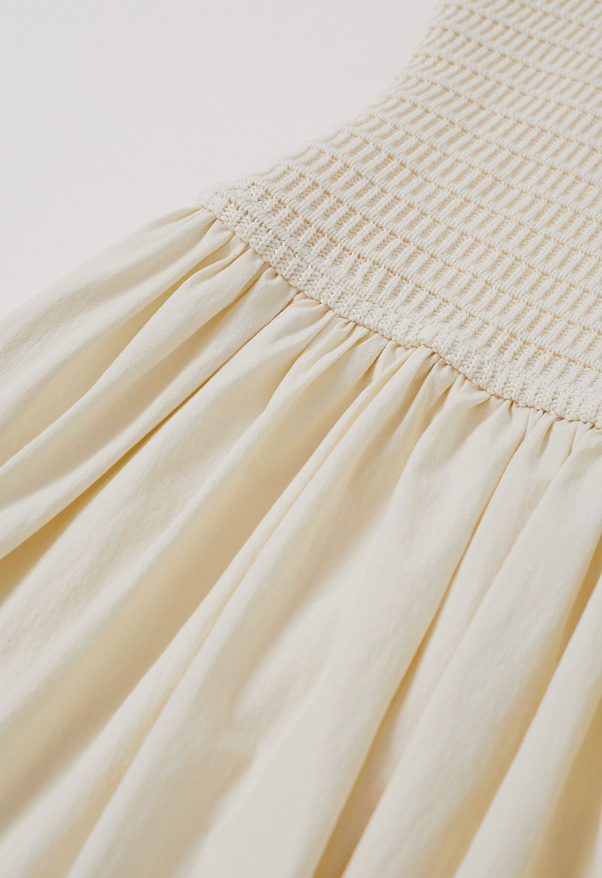 Lace-Up Back Knit Spliced Dress in Cream