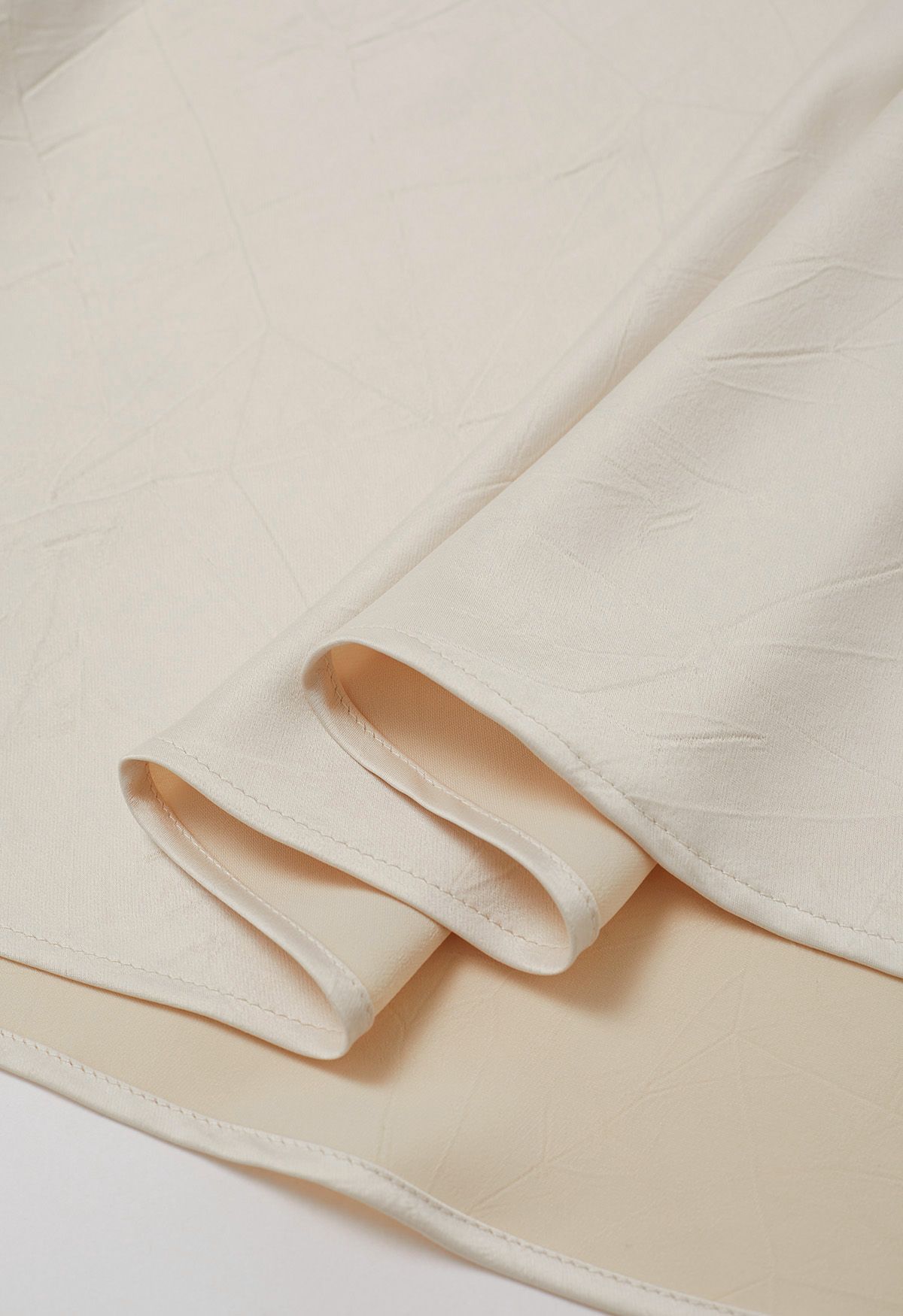 Drawstring Tie Open-Back Satin Cami Dress in Ivory