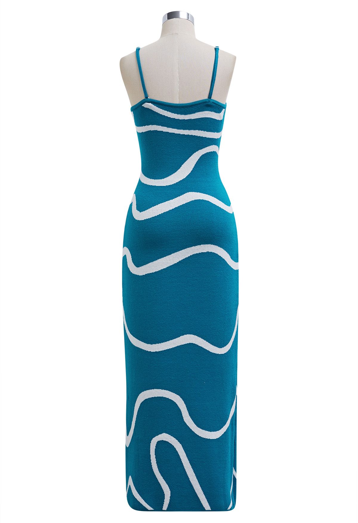 Wavy Print Knit Cami Dress in Blue