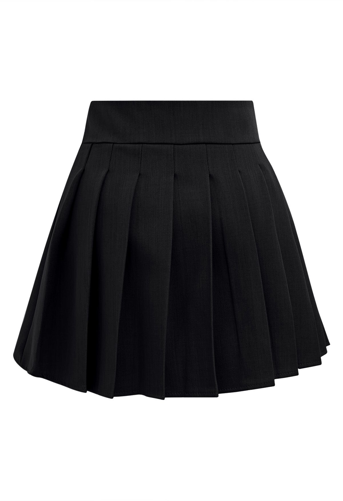 Double-Breasted Pleated Preppy Mini Skorts in Black