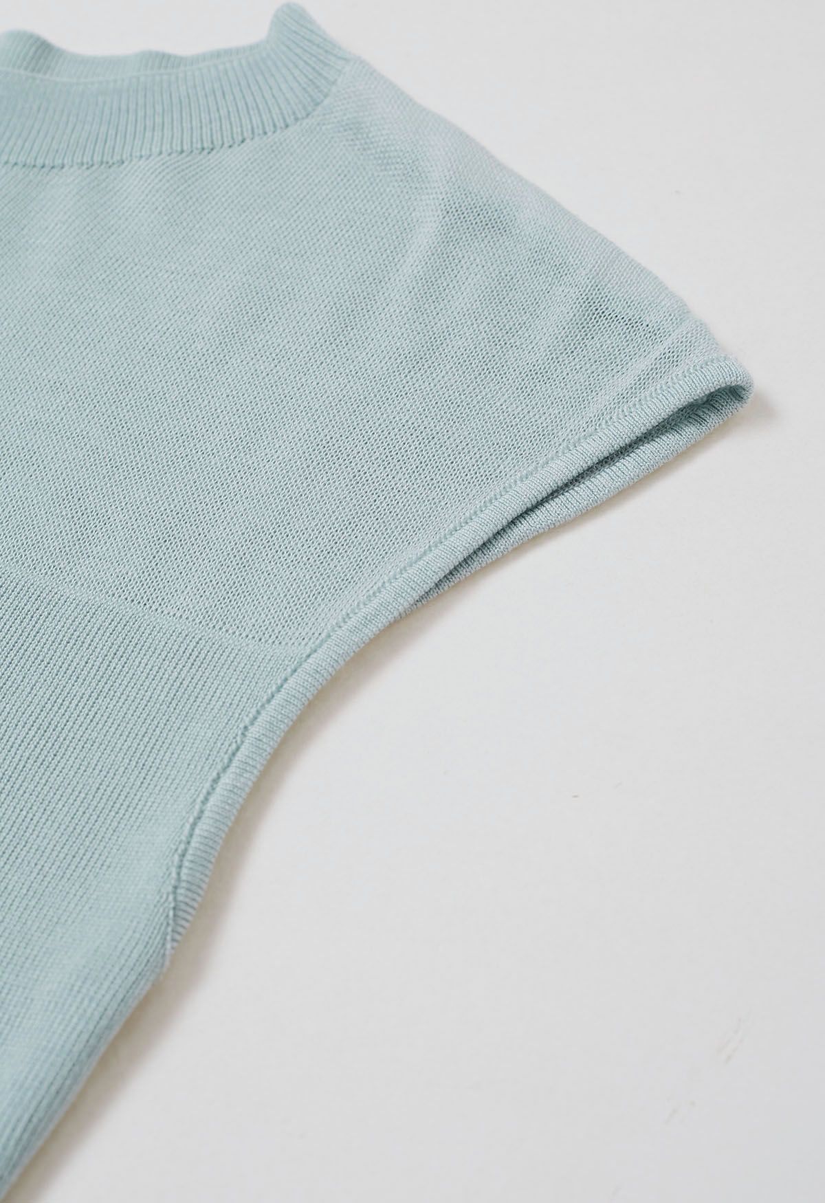 Mock Neck Sleeveless Slim Fit Knit Top in Mint