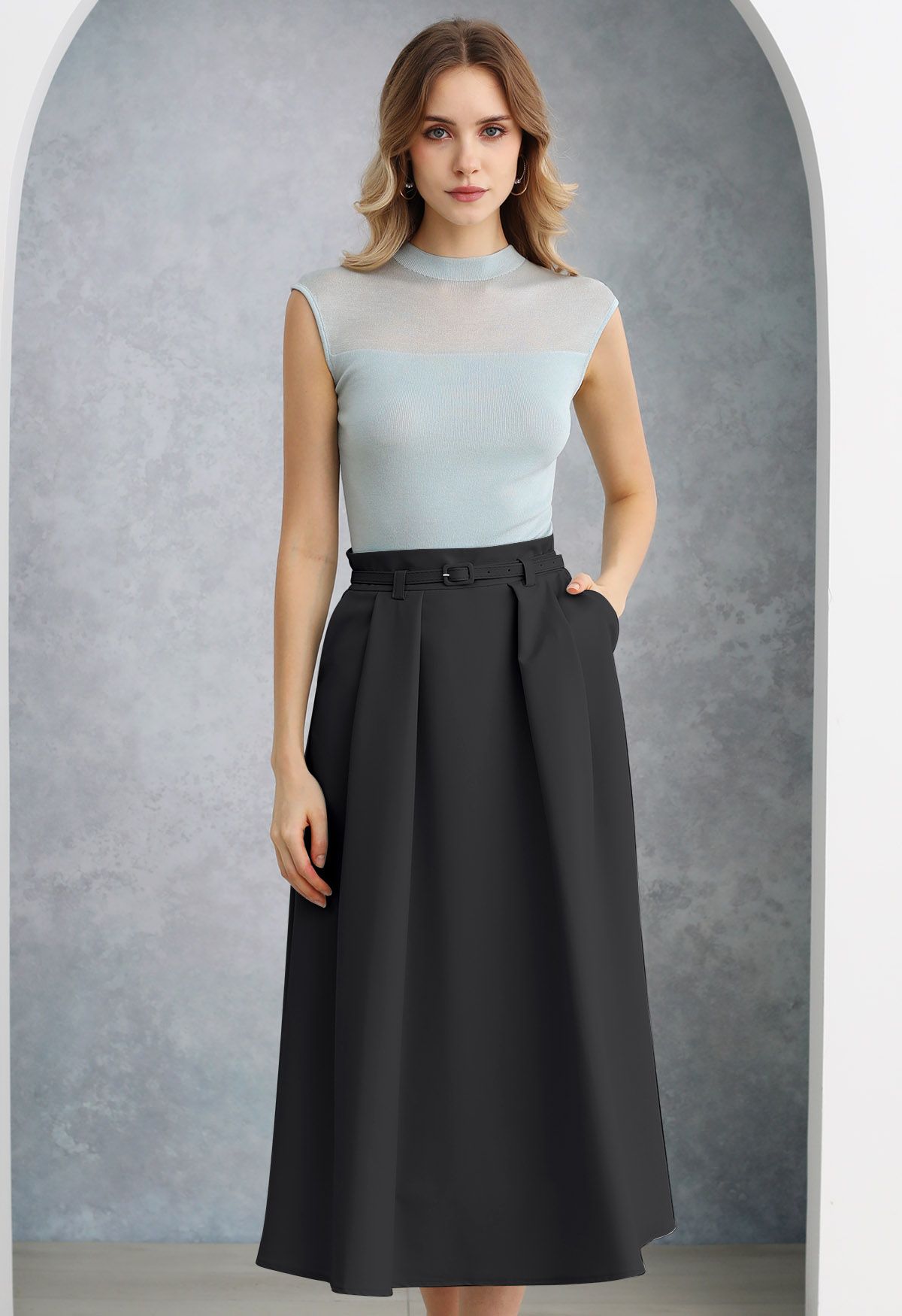 Black skirt with pockets uk best sale