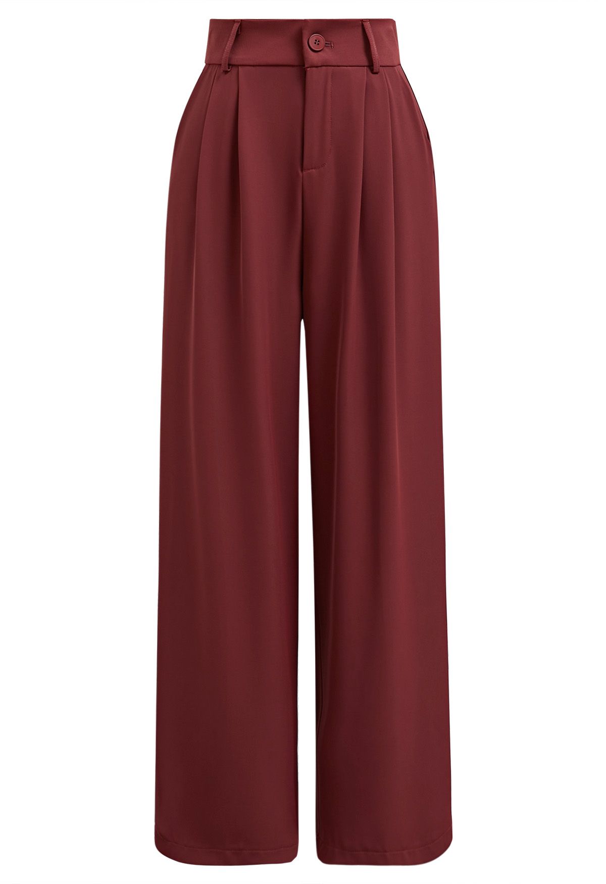 High-Waist Straight-Leg Pants in Red