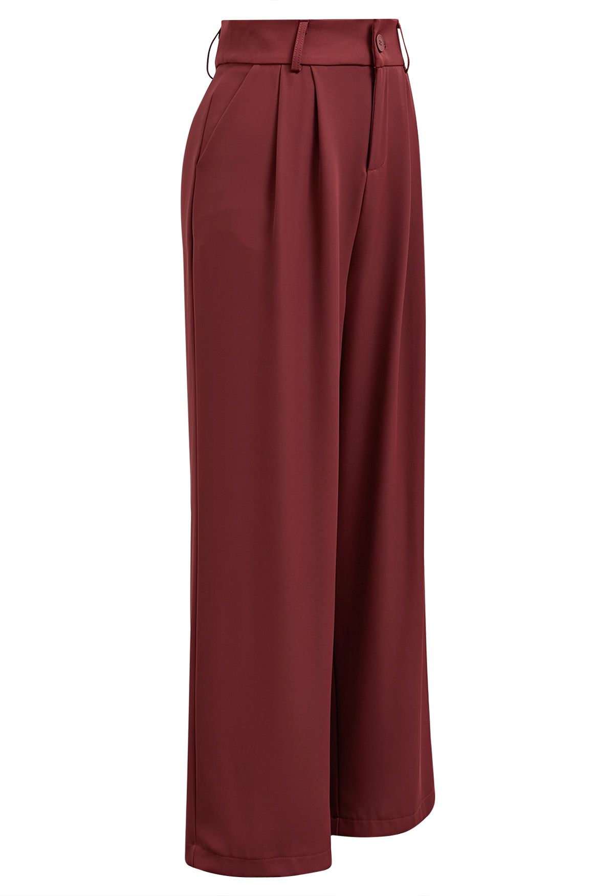 High-Waist Straight-Leg Pants in Red