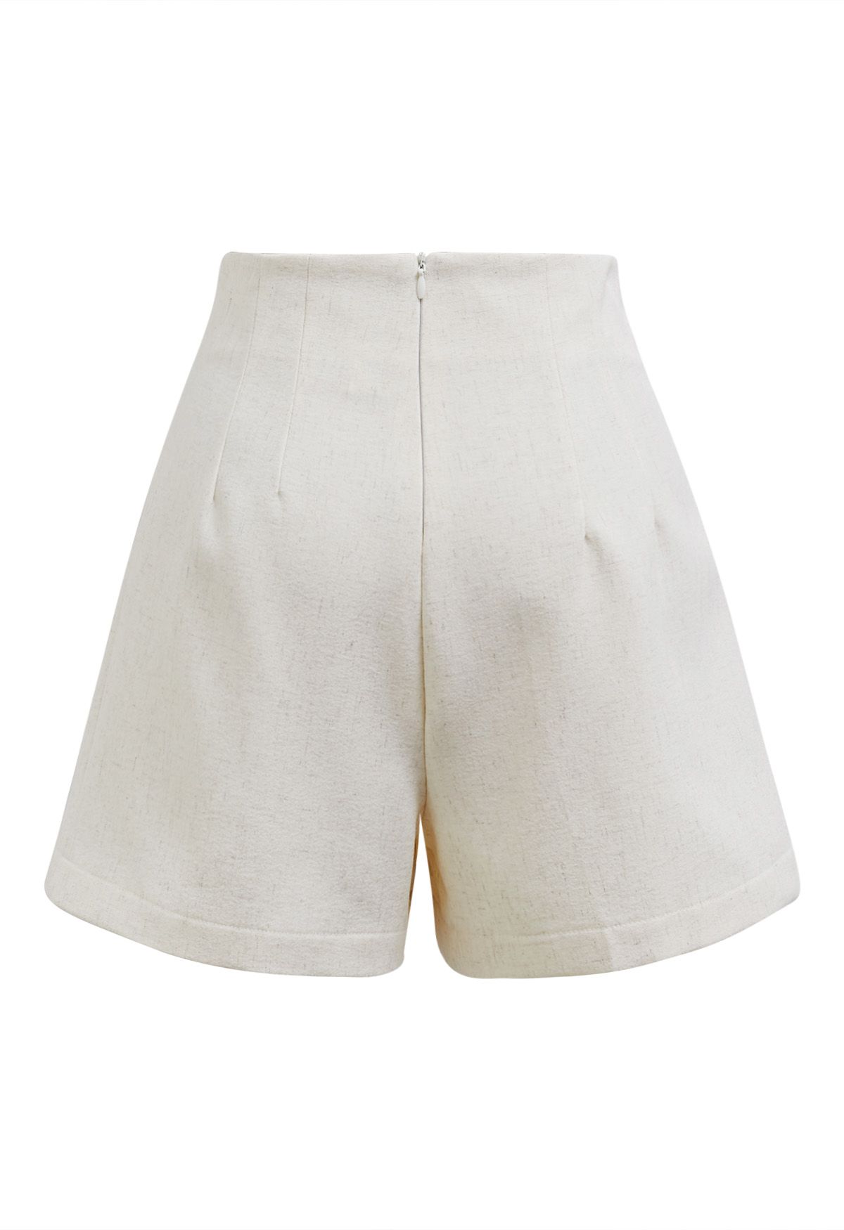 Stitches Waist Pleated Shorts in Ivory - Retro, Indie and Unique Fashion