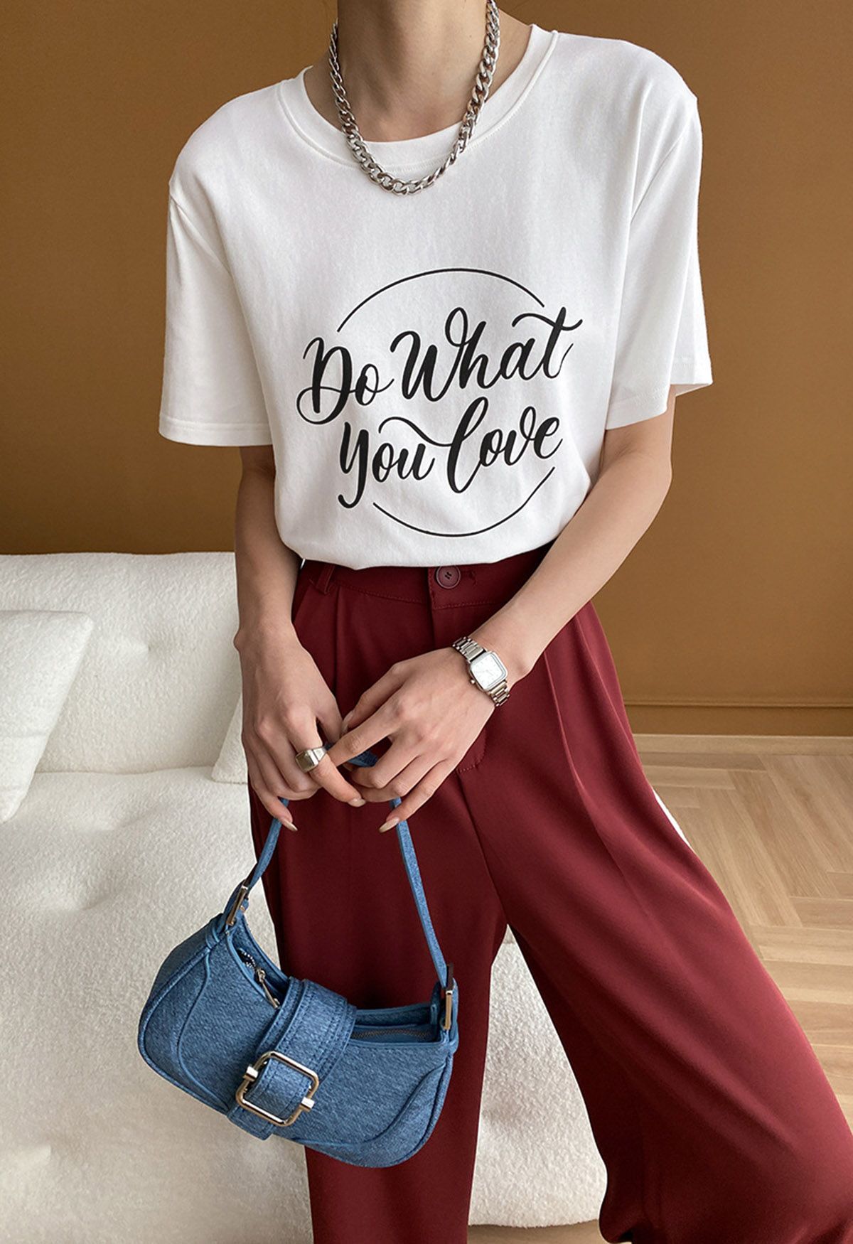 Do What You Love Crew Neck T-Shirt in White