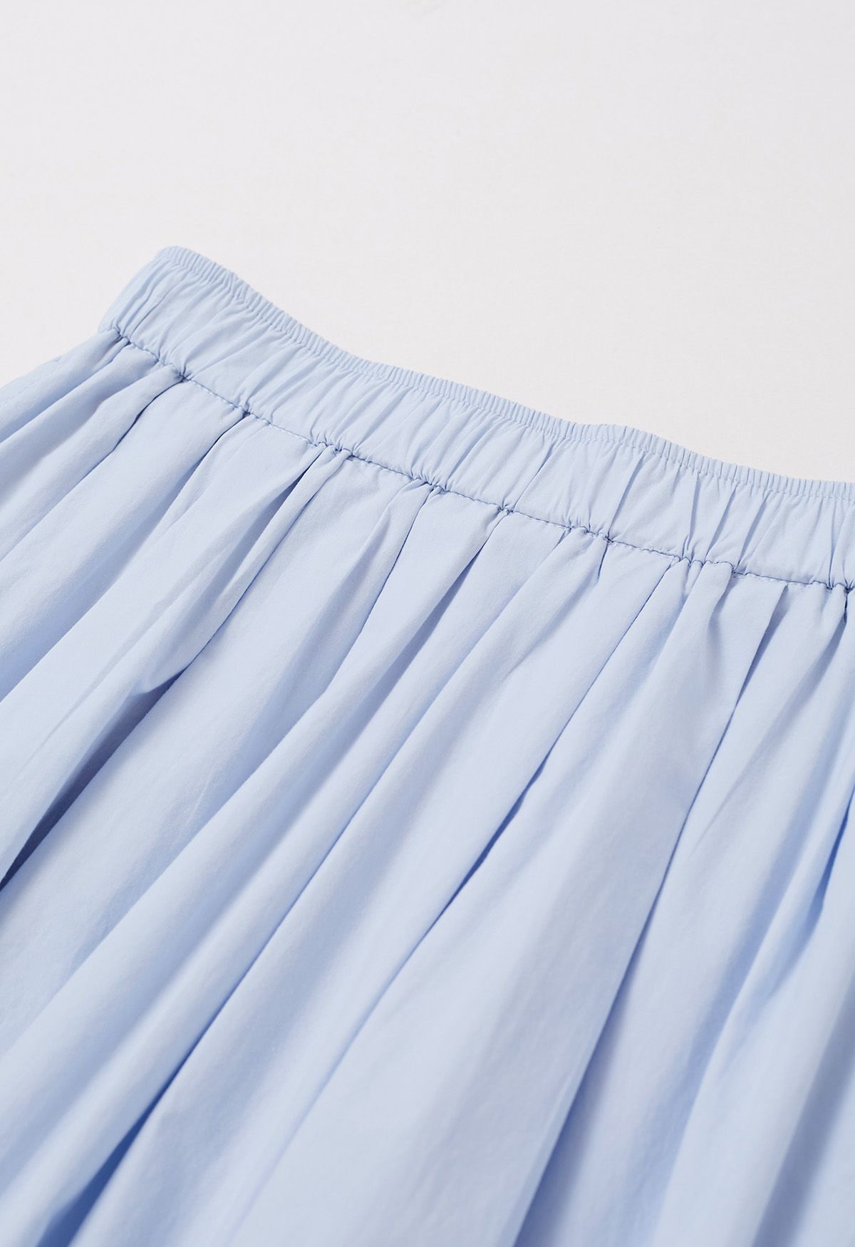 Inseam Pockets Cotton Flare Midi Skirt in Sky Blue