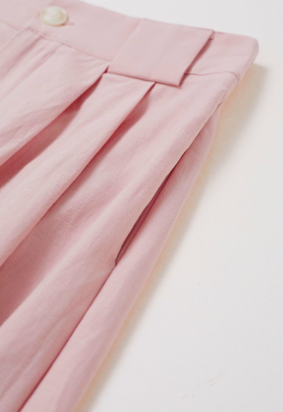 Bow Tie Sash Pleated Wide-Leg Pants in Pink