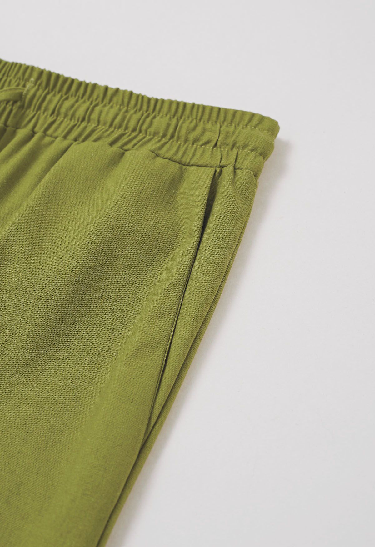 Breezy Cotton Straight-Leg Pants in Lime