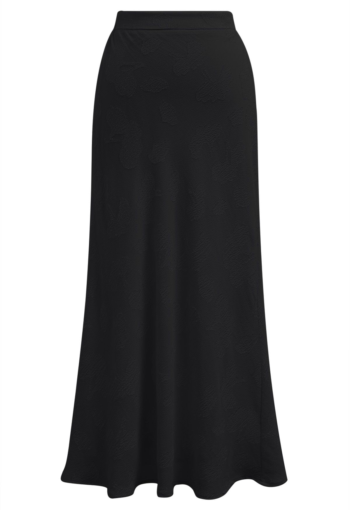 Emboss Floral Texture Maxi Skirt in Black