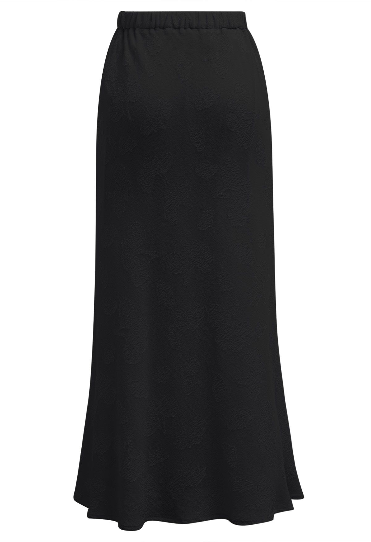 Emboss Floral Texture Maxi Skirt in Black