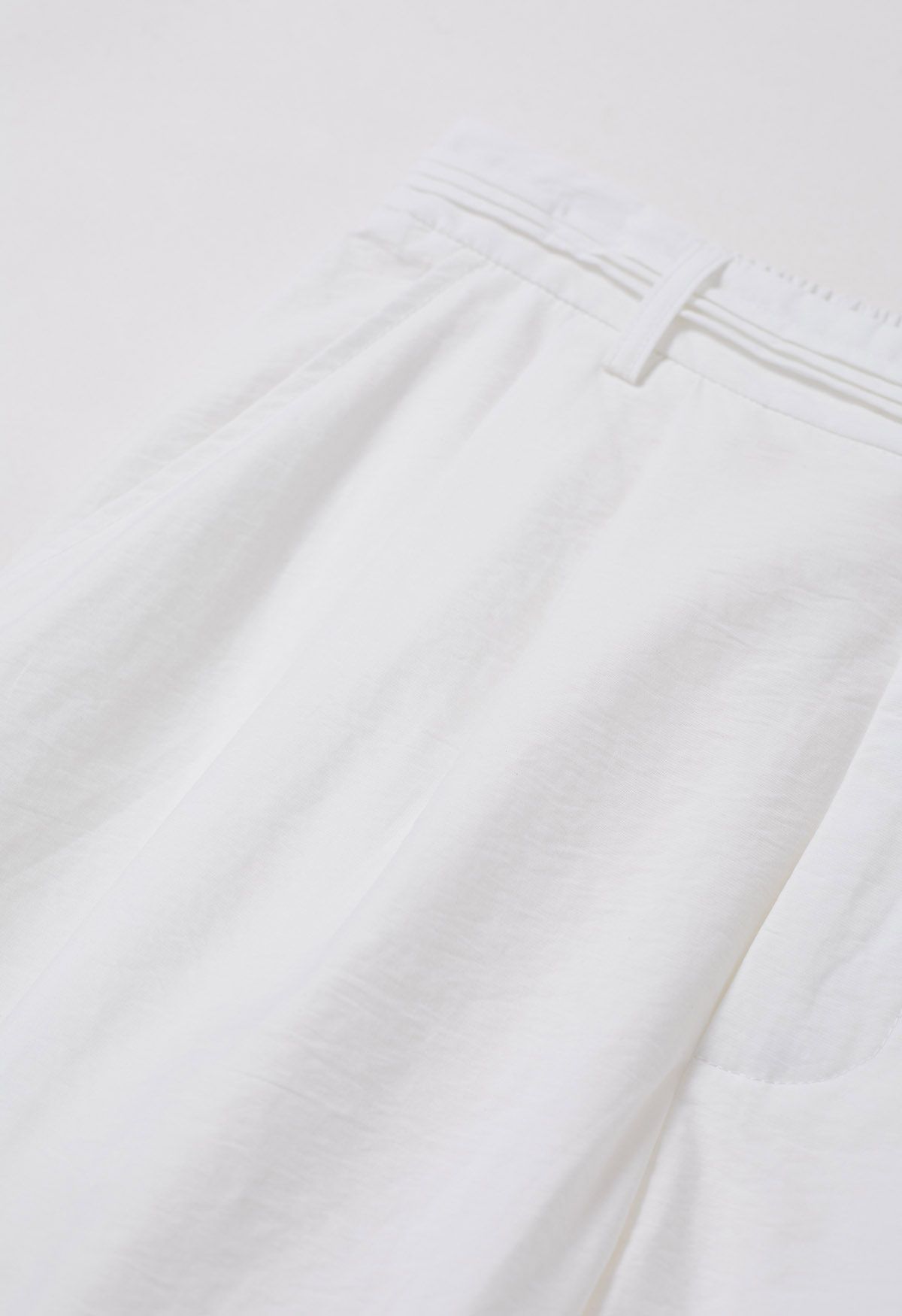 Pintuck Detail Wide-Leg Pants in White