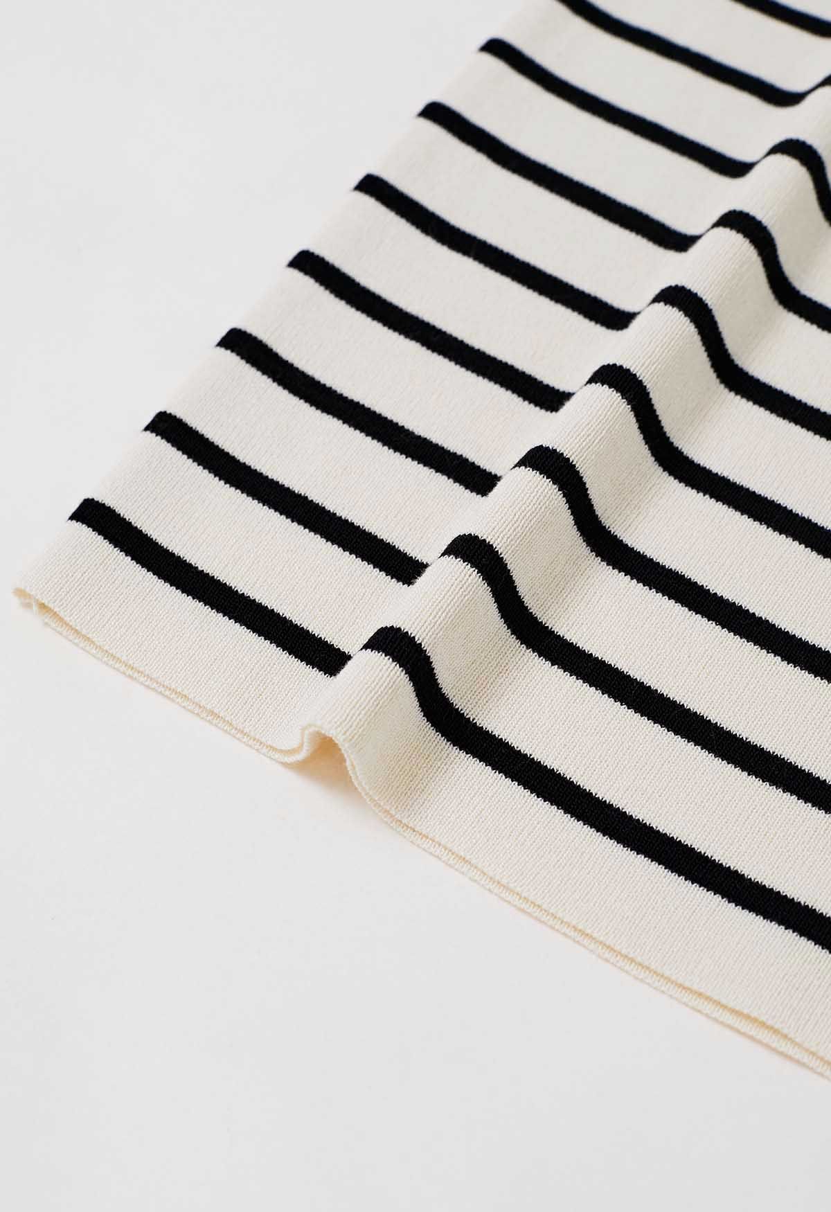 Black Stripe Knit Tank Top