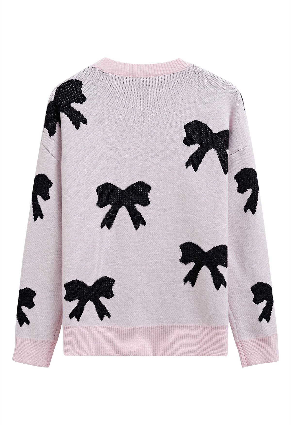 Black Cartoon Bowknot Jacquard Knit Sweater