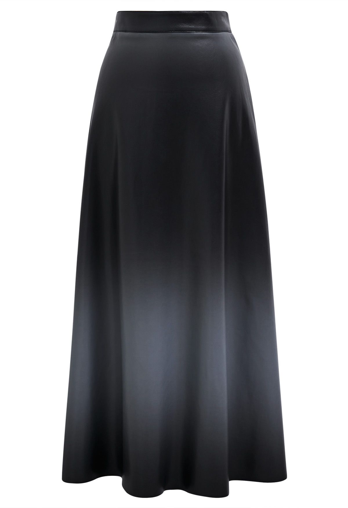 Ombre Faux Leather Maxi Skirt in Grey