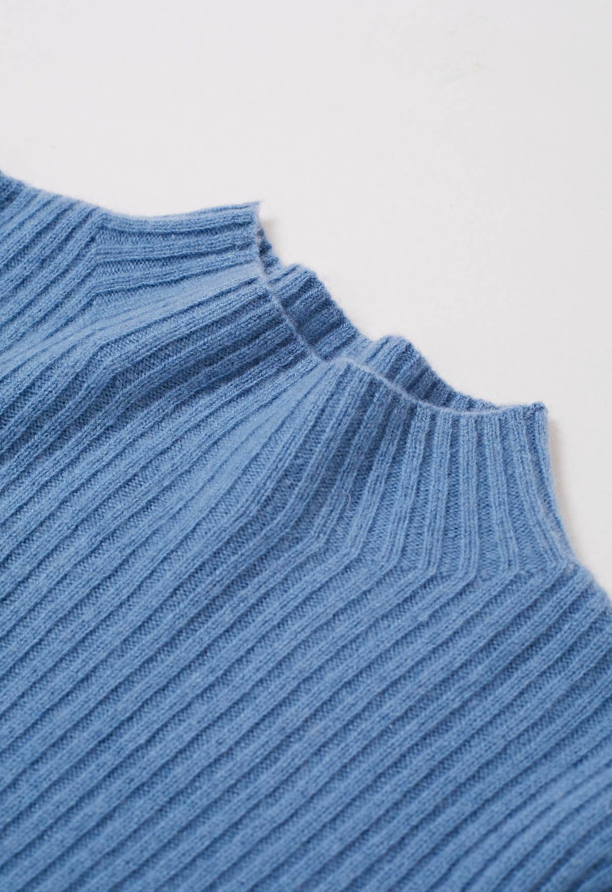 Elemental Mock Neck Long-Sleeve Wool Sweater in Blue