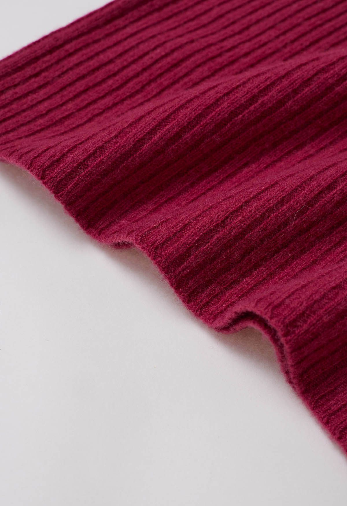 Elemental Mock Neck Long-Sleeve Wool Sweater in Magenta