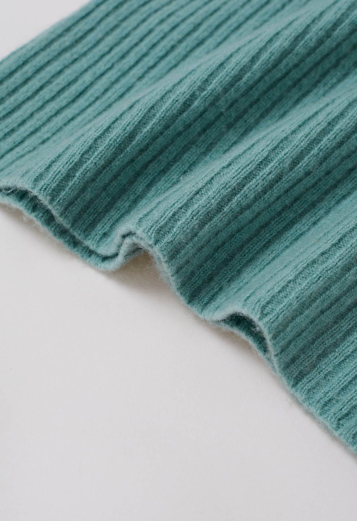 Elemental Mock Neck Long-Sleeve Wool Sweater in Teal