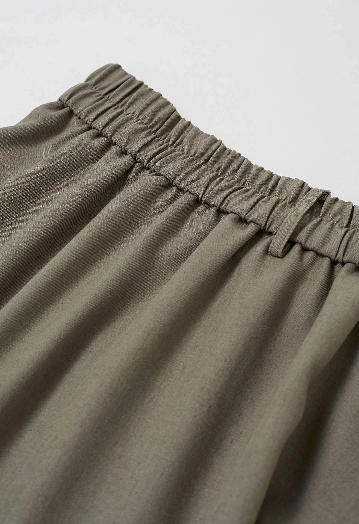 Dignified Buttons Trim A-Line Midi Skirt in Khaki