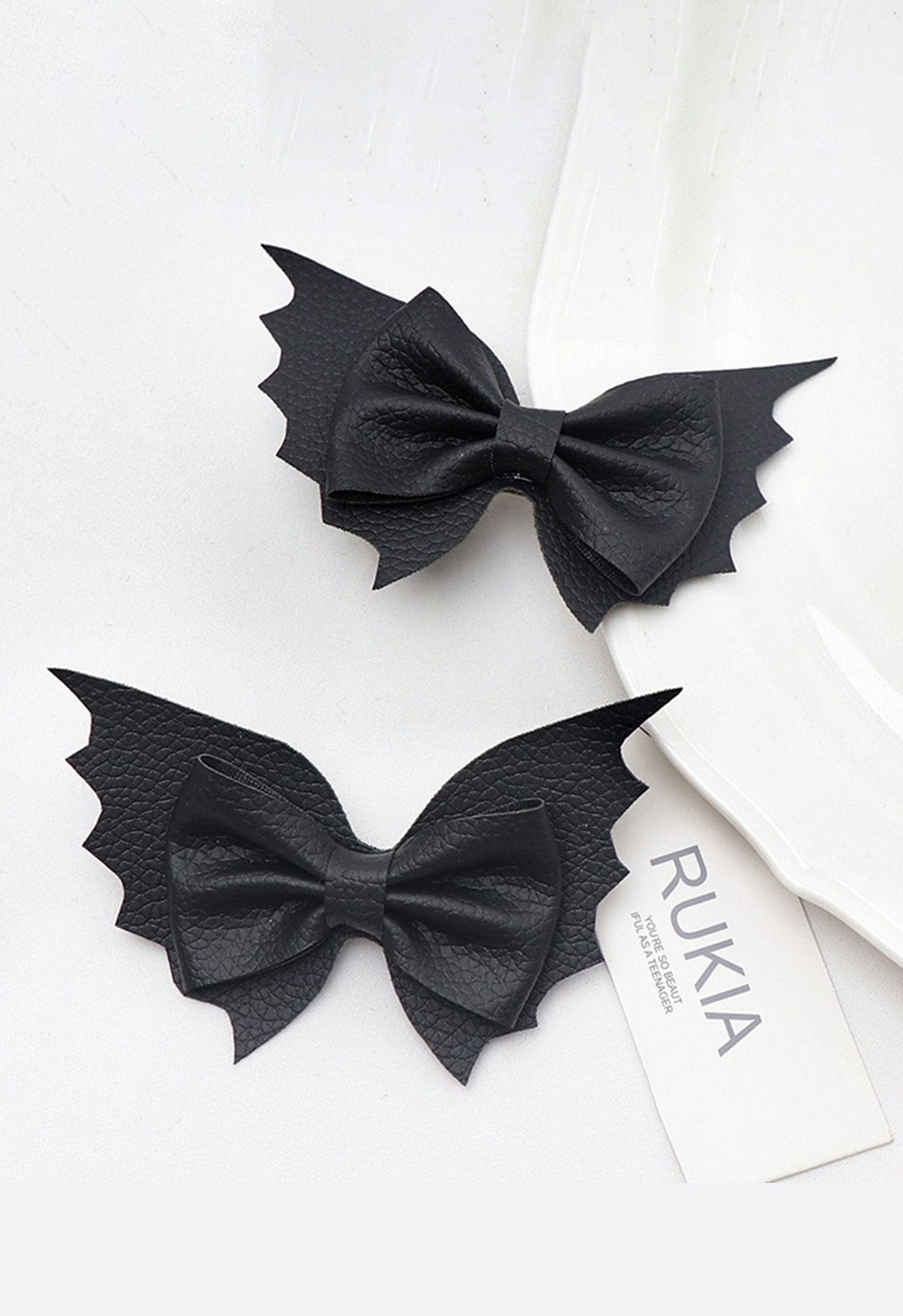 Midnight Batwing Bow Hair Clip Pairs