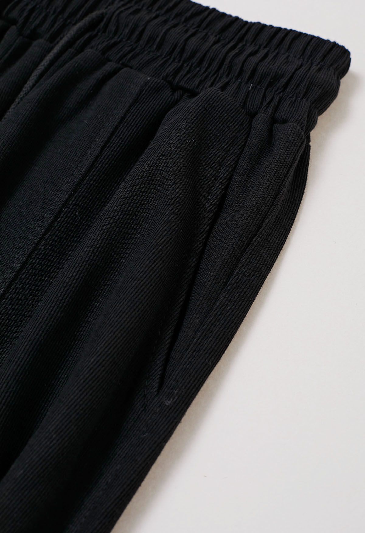 Ankle Zip Drawstring Lounge Pants in Black