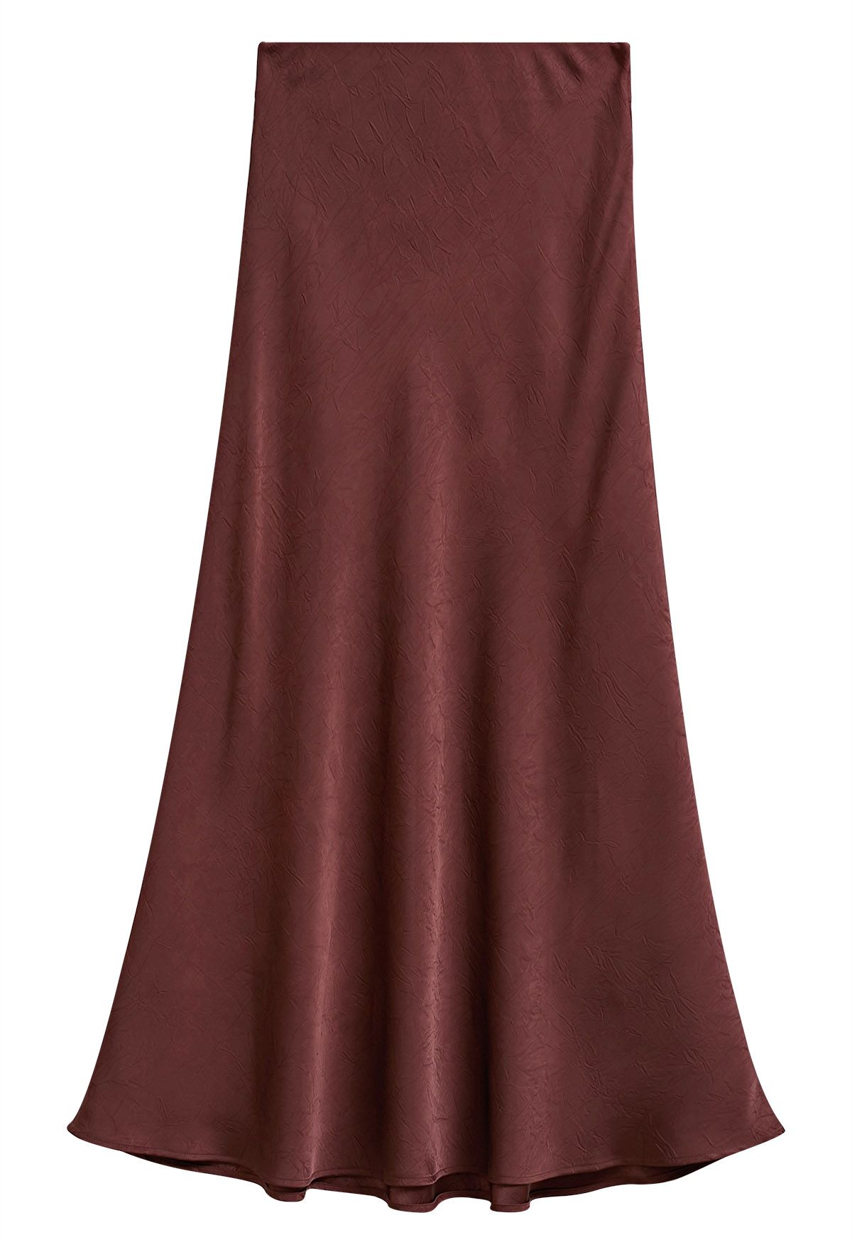 Satin Embossed Texture Mermaid Maxi Skirt in Burgundy