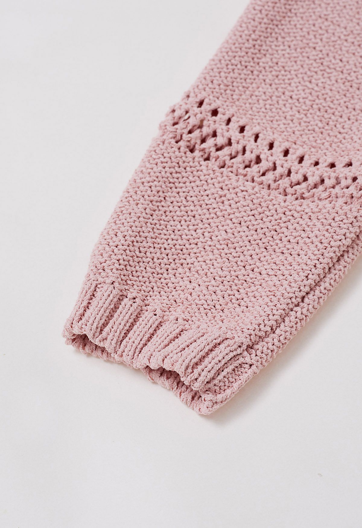 Hollow Out Tie-Neck Knit Top in Pink