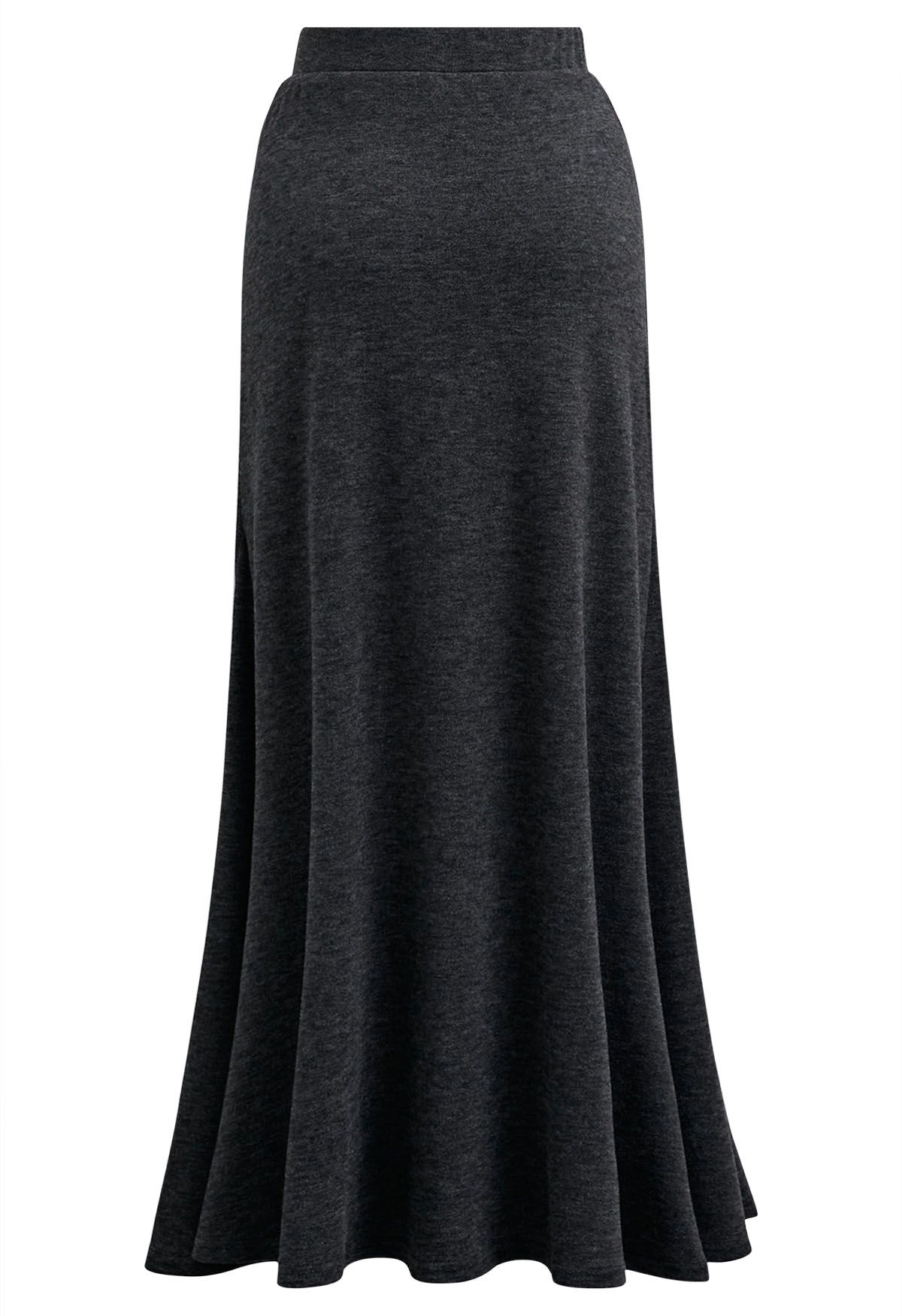 Soft Swirl Elegance Flare Maxi Skirt in Smoke