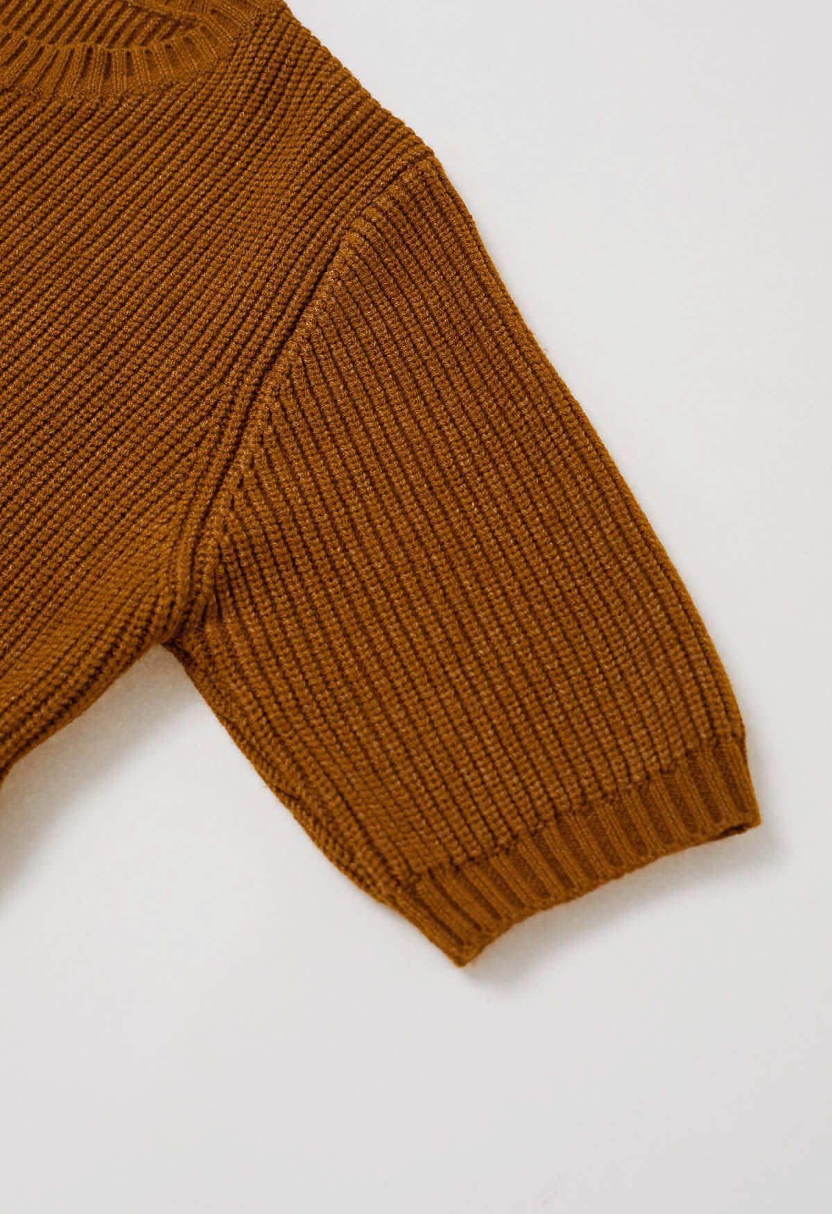 Tie-String Back Ribbed Knit Sweater in Pumpkin